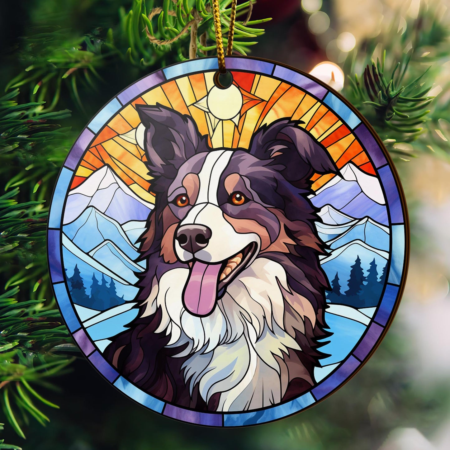 Border Collie Wooden Ornaments 2 Sides, Border Collie Ornaments For Christmas Tree, Christmas Tree Hanging, Christmas Decorations EPHG-52401