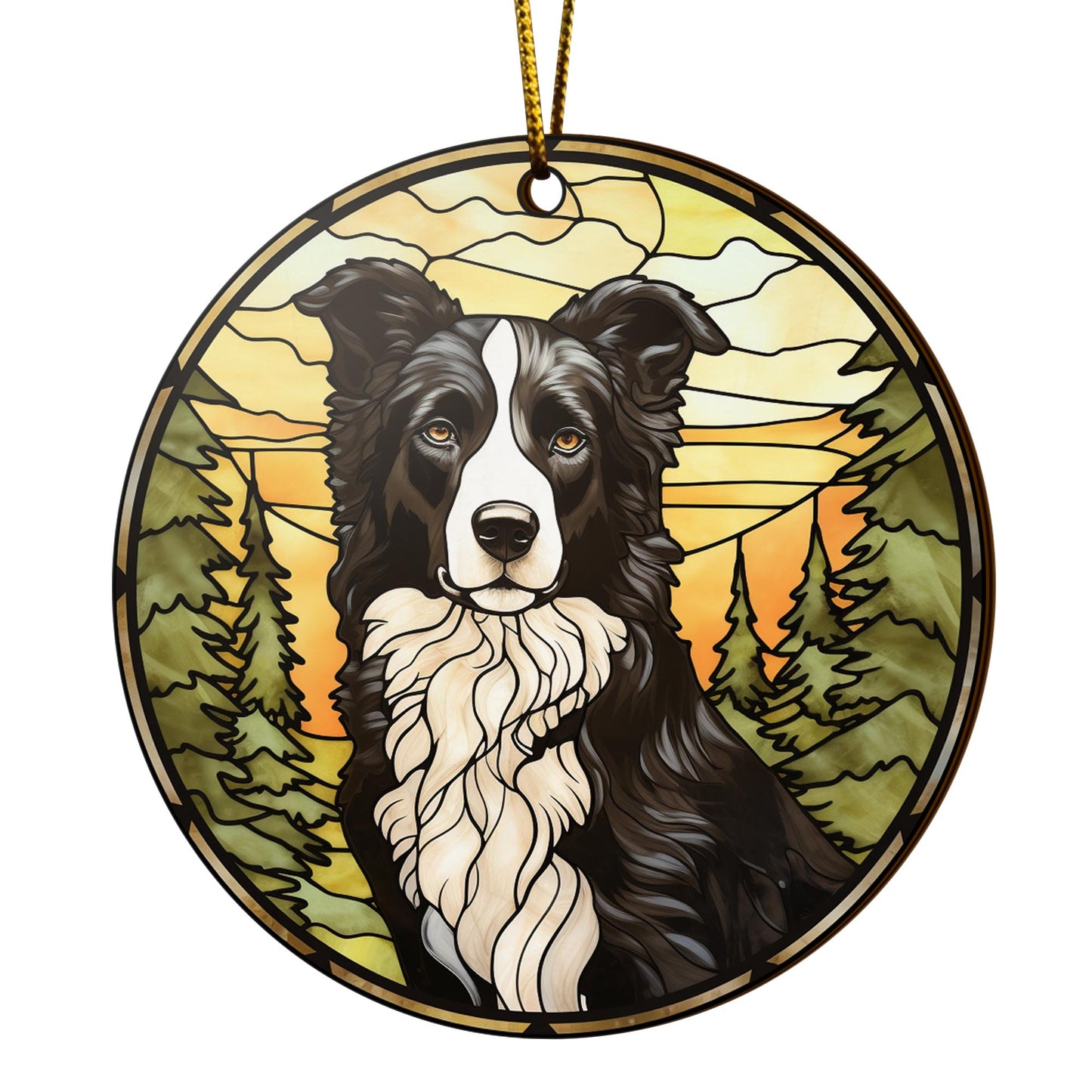 Border Collie Wooden Ornaments 2 Sides, Border Collie Ornaments For Christmas Tree, Christmas Tree Hanging, Christmas Decorations EPHG-52401