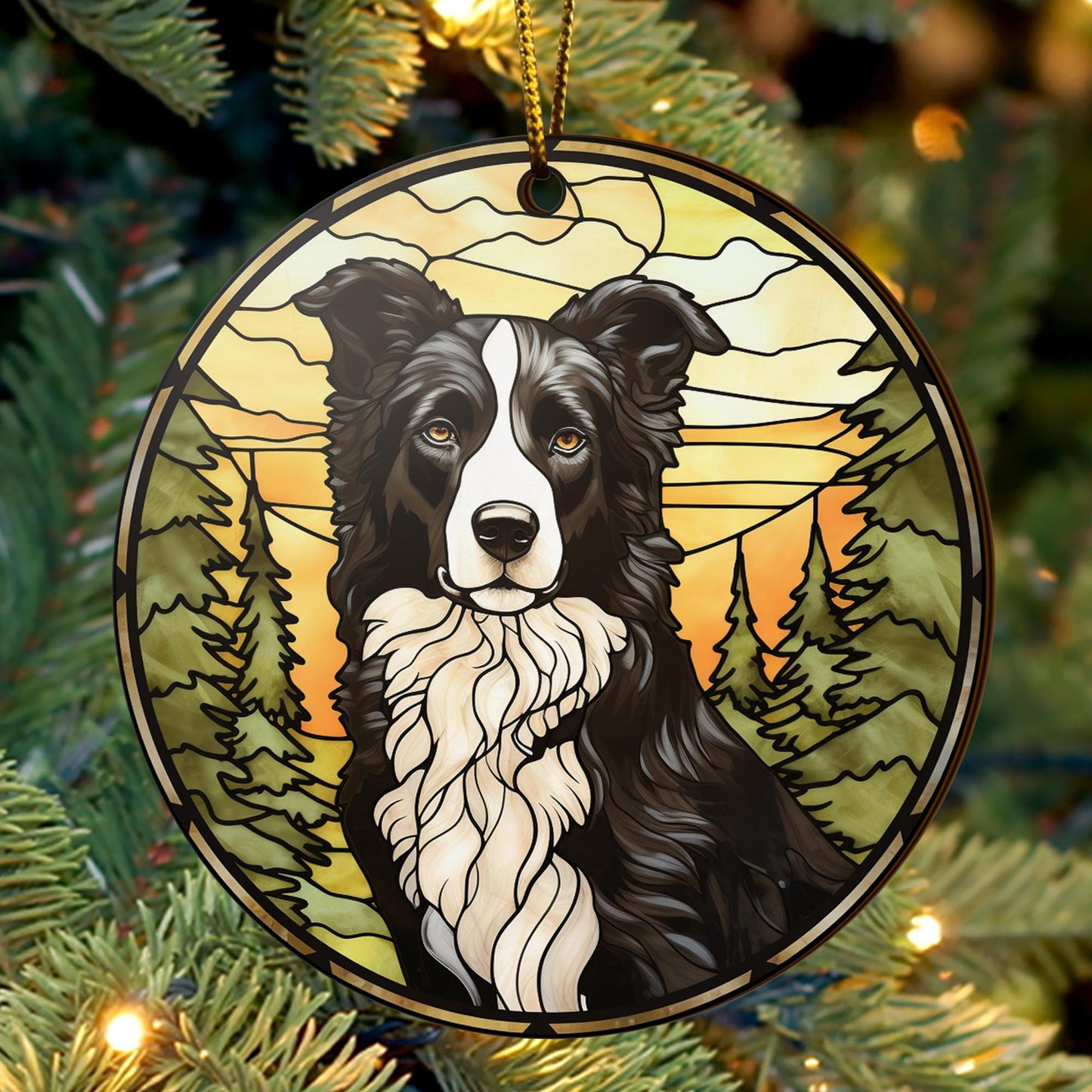 Border Collie Wooden Ornaments 2 Sides, Border Collie Ornaments For Christmas Tree, Christmas Tree Hanging, Christmas Decorations EPHG-52401