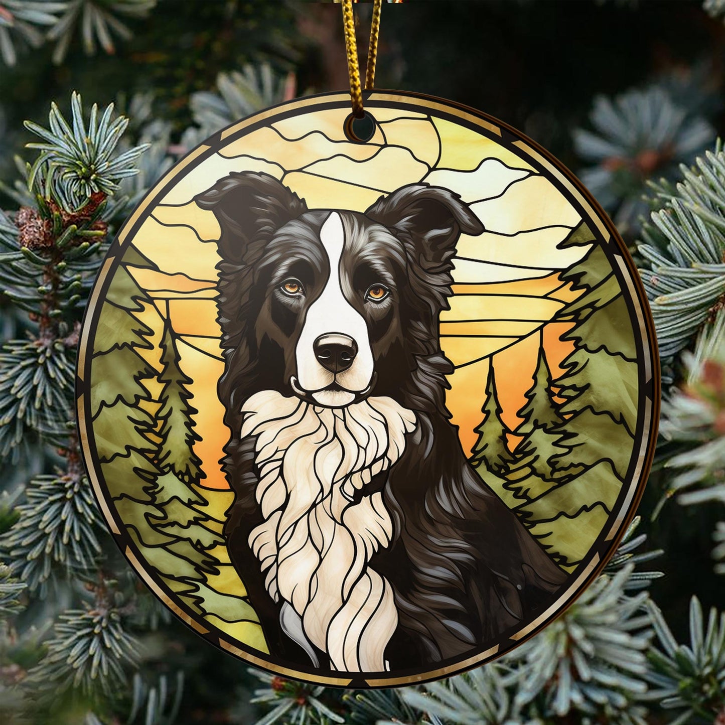 Border Collie Wooden Ornaments 2 Sides, Border Collie Ornaments For Christmas Tree, Christmas Tree Hanging, Christmas Decorations EPHG-52401