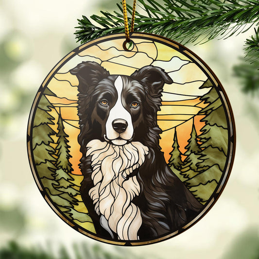 Border Collie Wooden Ornaments 2 Sides, Border Collie Ornaments For Christmas Tree, Christmas Tree Hanging, Christmas Decorations EPHG-52401