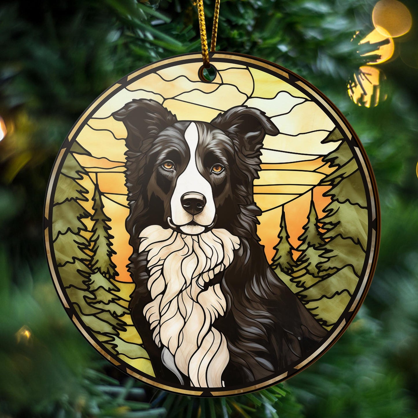 Border Collie Wooden Ornaments 2 Sides, Border Collie Ornaments For Christmas Tree, Christmas Tree Hanging, Christmas Decorations EPHG-52401