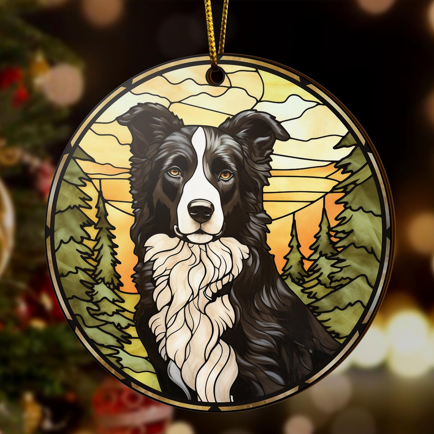 Border Collie Wooden Ornaments 2 Sides, Border Collie Ornaments For Christmas Tree, Christmas Tree Hanging, Christmas Decorations EPHG-52401