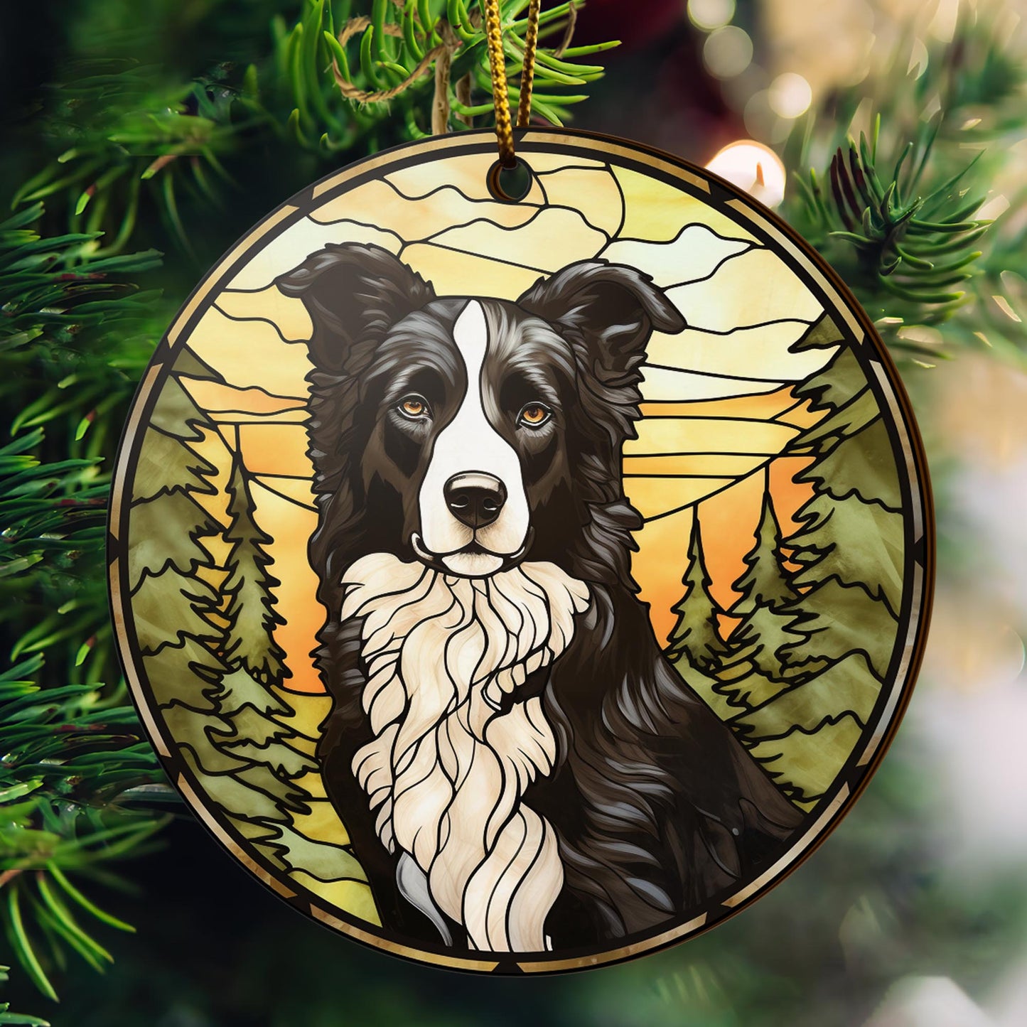 Border Collie Wooden Ornaments 2 Sides, Border Collie Ornaments For Christmas Tree, Christmas Tree Hanging, Christmas Decorations EPHG-52401