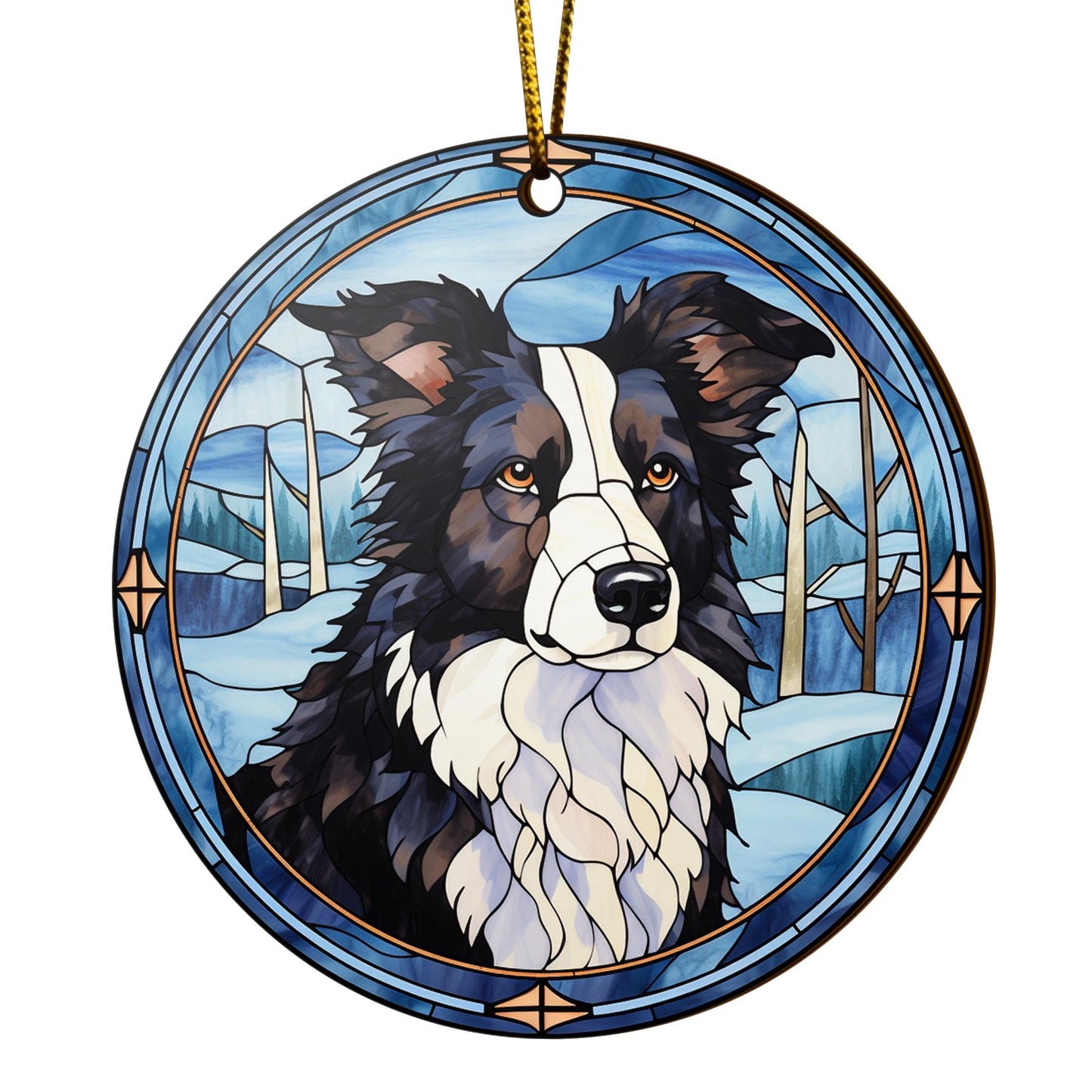 Border Collie Wooden Ornaments 2 Sides, Border Collie Ornaments For Christmas Tree, Christmas Tree Hanging, Christmas Decorations EPHG-52401