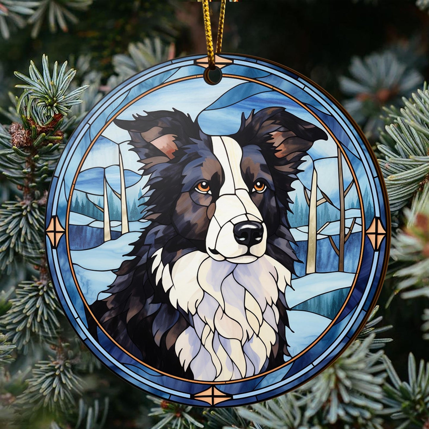 Border Collie Wooden Ornaments 2 Sides, Border Collie Ornaments For Christmas Tree, Christmas Tree Hanging, Christmas Decorations EPHG-52401