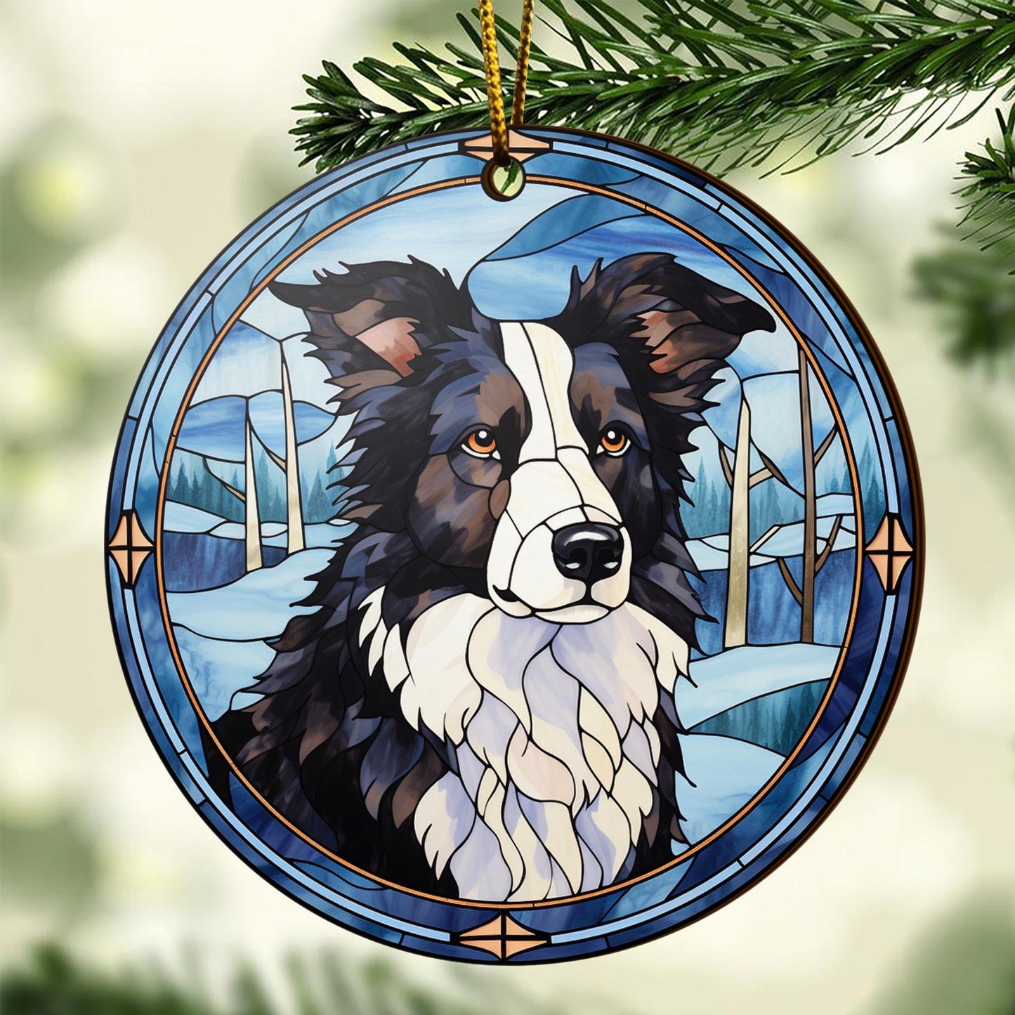 Border Collie Wooden Ornaments 2 Sides, Border Collie Ornaments For Christmas Tree, Christmas Tree Hanging, Christmas Decorations EPHG-52401