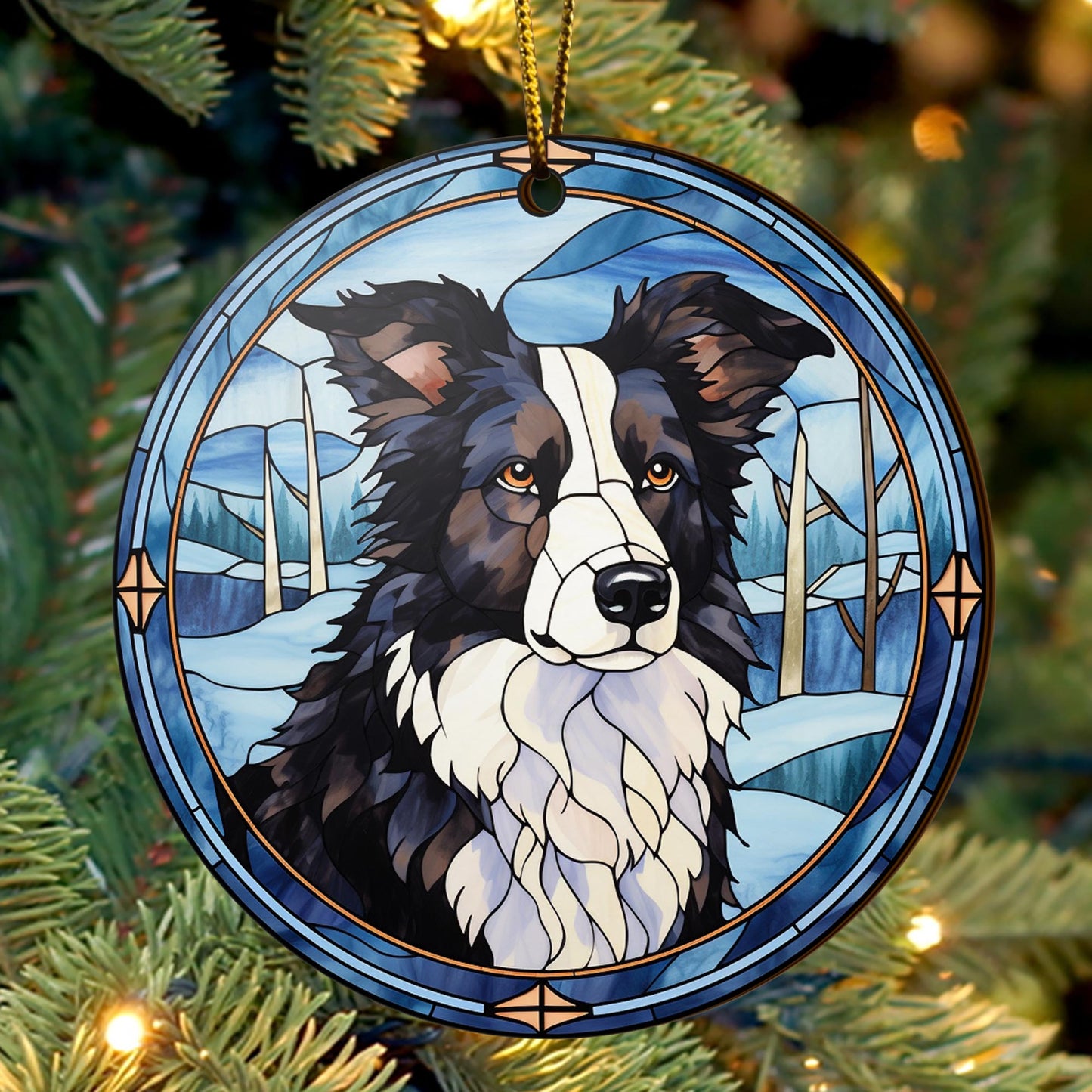 Border Collie Wooden Ornaments 2 Sides, Border Collie Ornaments For Christmas Tree, Christmas Tree Hanging, Christmas Decorations EPHG-52401