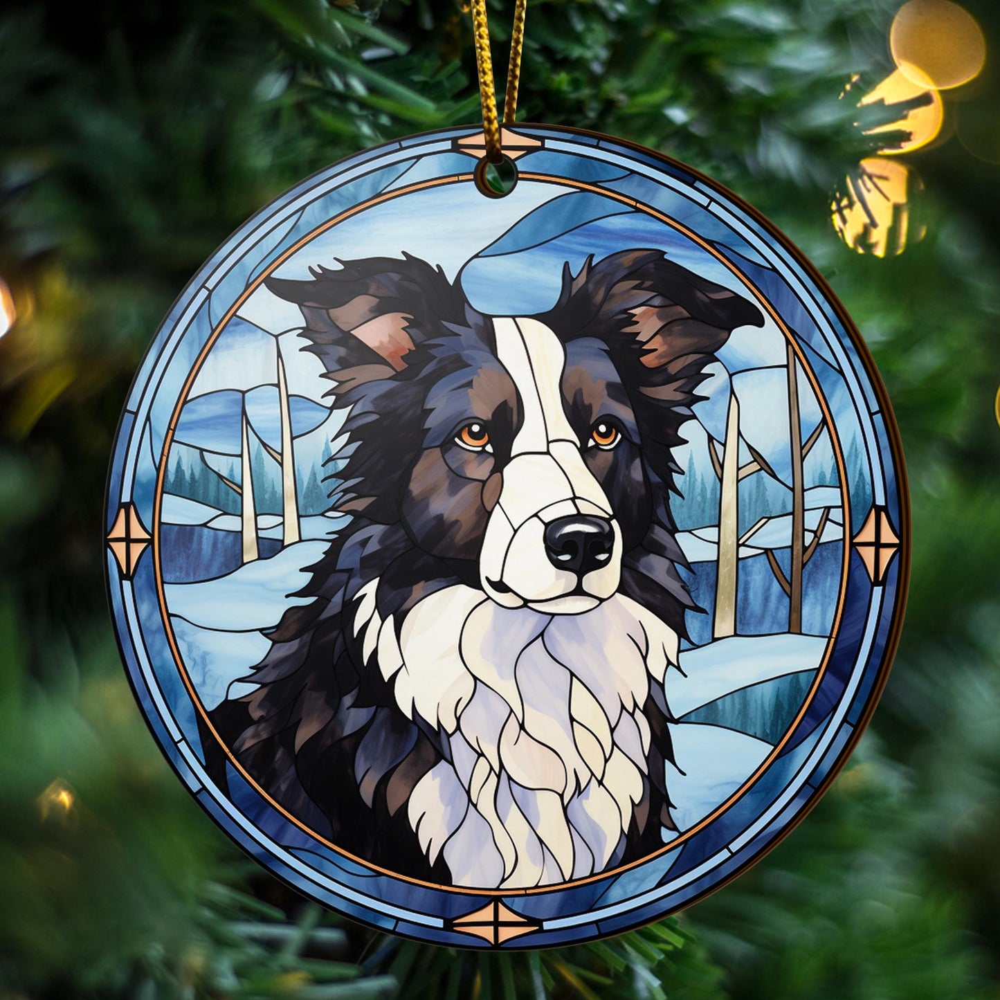 Border Collie Wooden Ornaments 2 Sides, Border Collie Ornaments For Christmas Tree, Christmas Tree Hanging, Christmas Decorations EPHG-52401