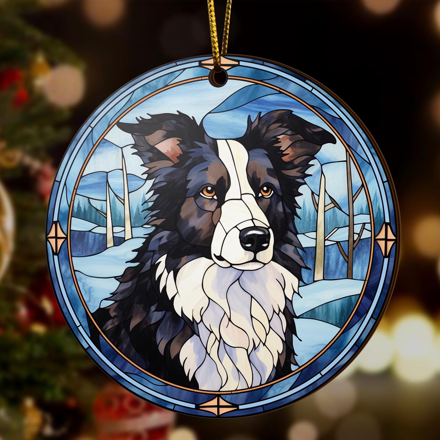 Border Collie Wooden Ornaments 2 Sides, Border Collie Ornaments For Christmas Tree, Christmas Tree Hanging, Christmas Decorations EPHG-52401