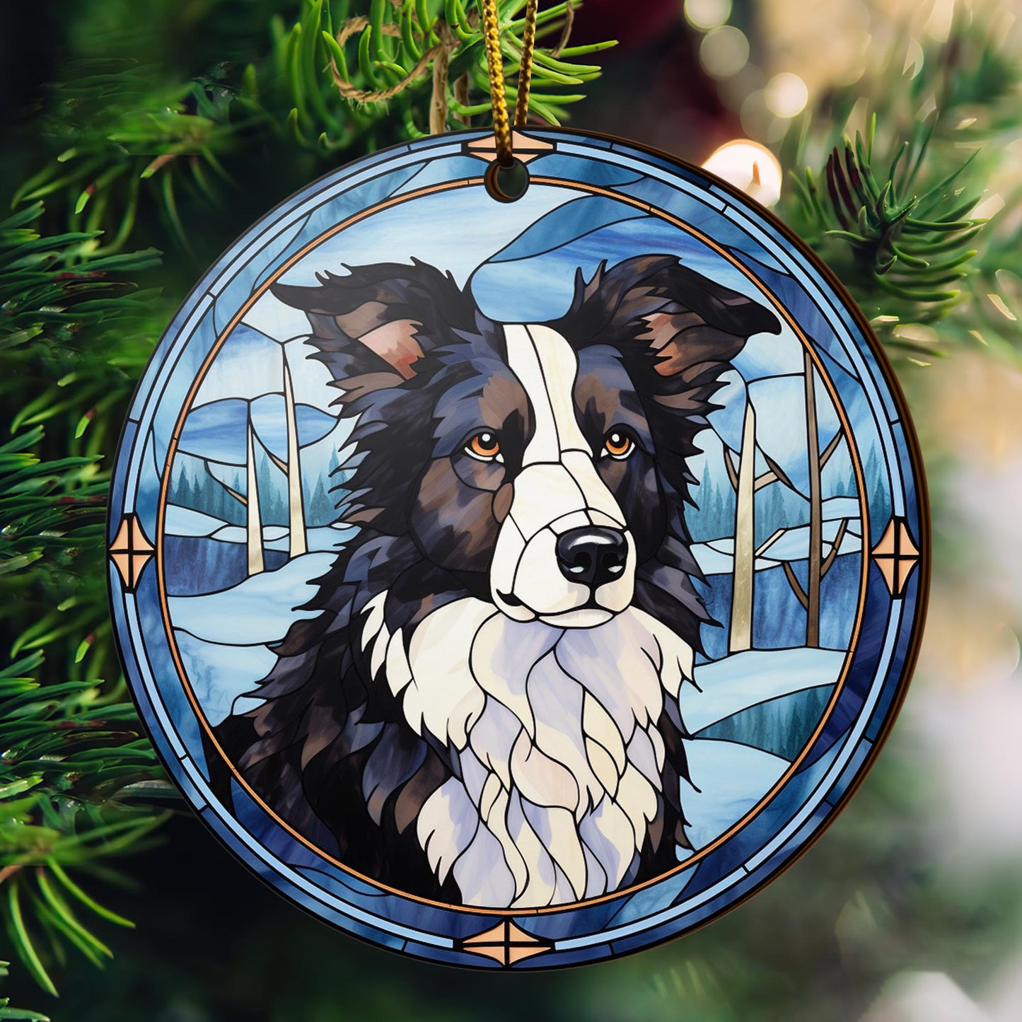 Border Collie Wooden Ornaments 2 Sides, Border Collie Ornaments For Christmas Tree, Christmas Tree Hanging, Christmas Decorations EPHG-52401