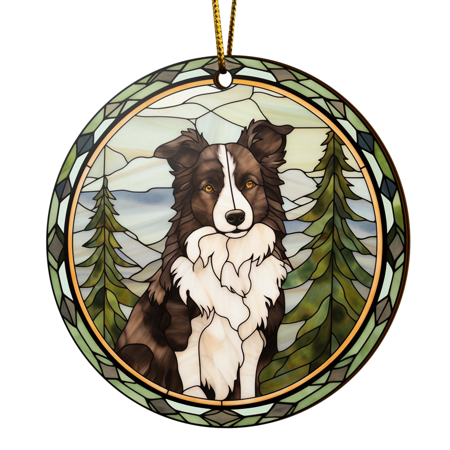 Border Collie Wooden Ornaments 2 Sides, Border Collie Ornaments For Christmas Tree, Christmas Tree Hanging, Christmas Decorations EPHG-52401