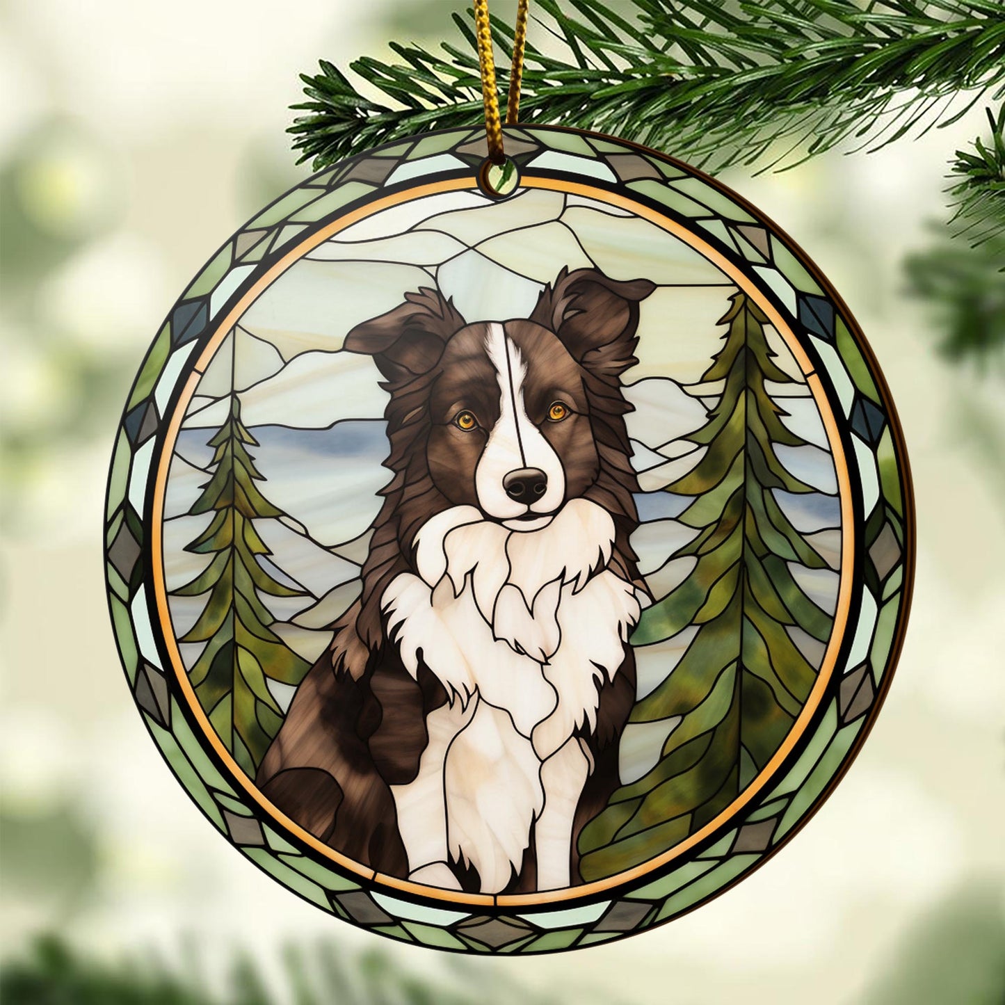 Border Collie Wooden Ornaments 2 Sides, Border Collie Ornaments For Christmas Tree, Christmas Tree Hanging, Christmas Decorations EPHG-52401