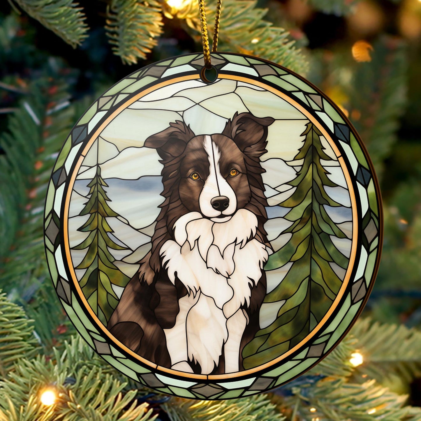 Border Collie Wooden Ornaments 2 Sides, Border Collie Ornaments For Christmas Tree, Christmas Tree Hanging, Christmas Decorations EPHG-52401