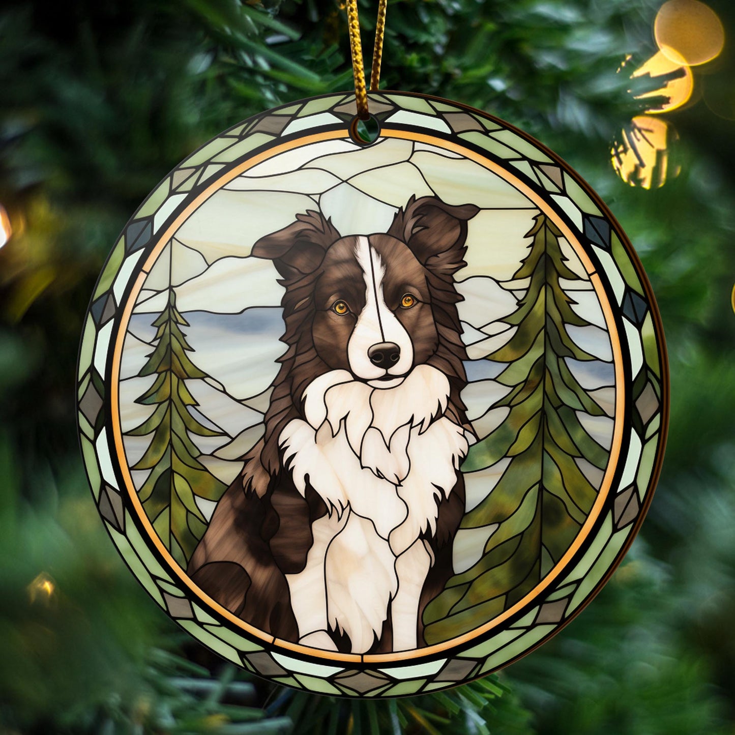 Border Collie Wooden Ornaments 2 Sides, Border Collie Ornaments For Christmas Tree, Christmas Tree Hanging, Christmas Decorations EPHG-52401