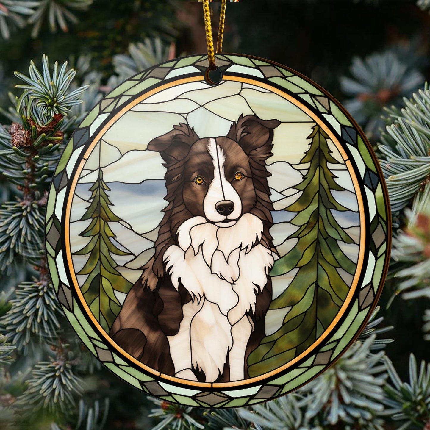 Border Collie Wooden Ornaments 2 Sides, Border Collie Ornaments For Christmas Tree, Christmas Tree Hanging, Christmas Decorations EPHG-52401