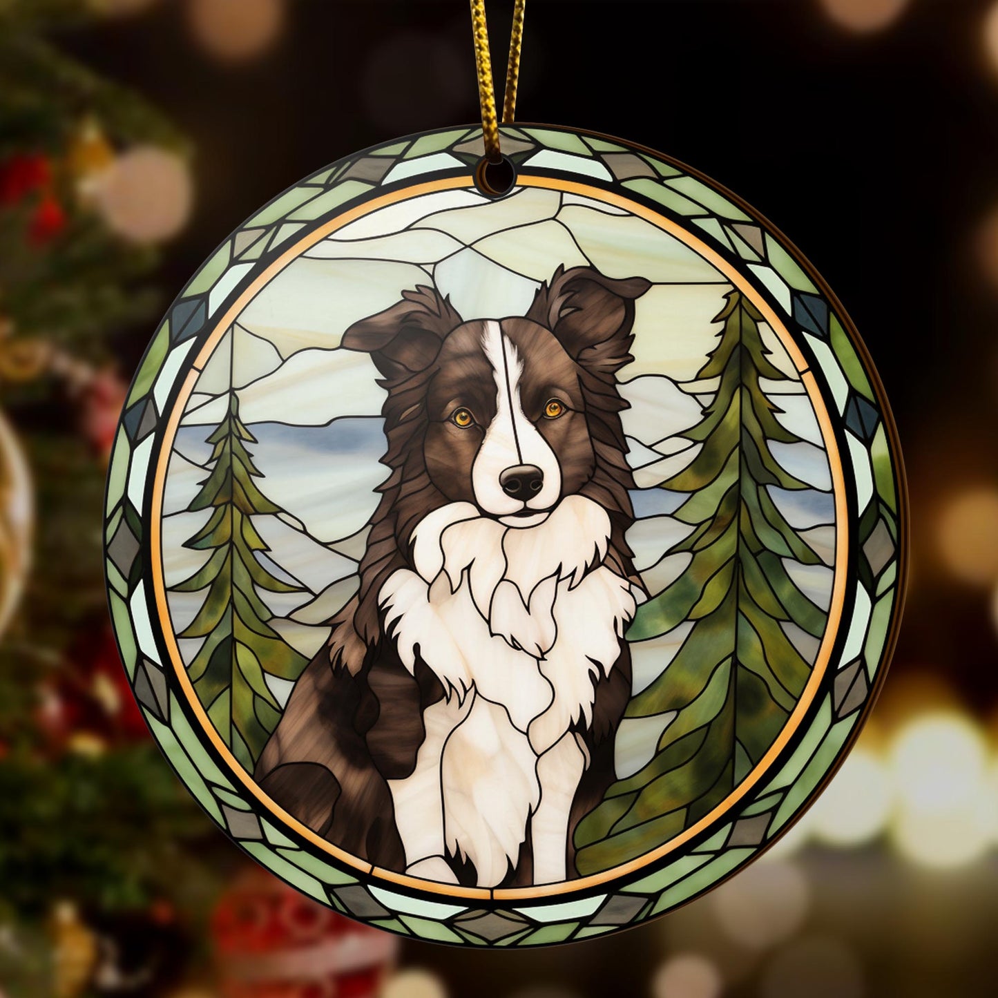 Border Collie Wooden Ornaments 2 Sides, Border Collie Ornaments For Christmas Tree, Christmas Tree Hanging, Christmas Decorations EPHG-52401