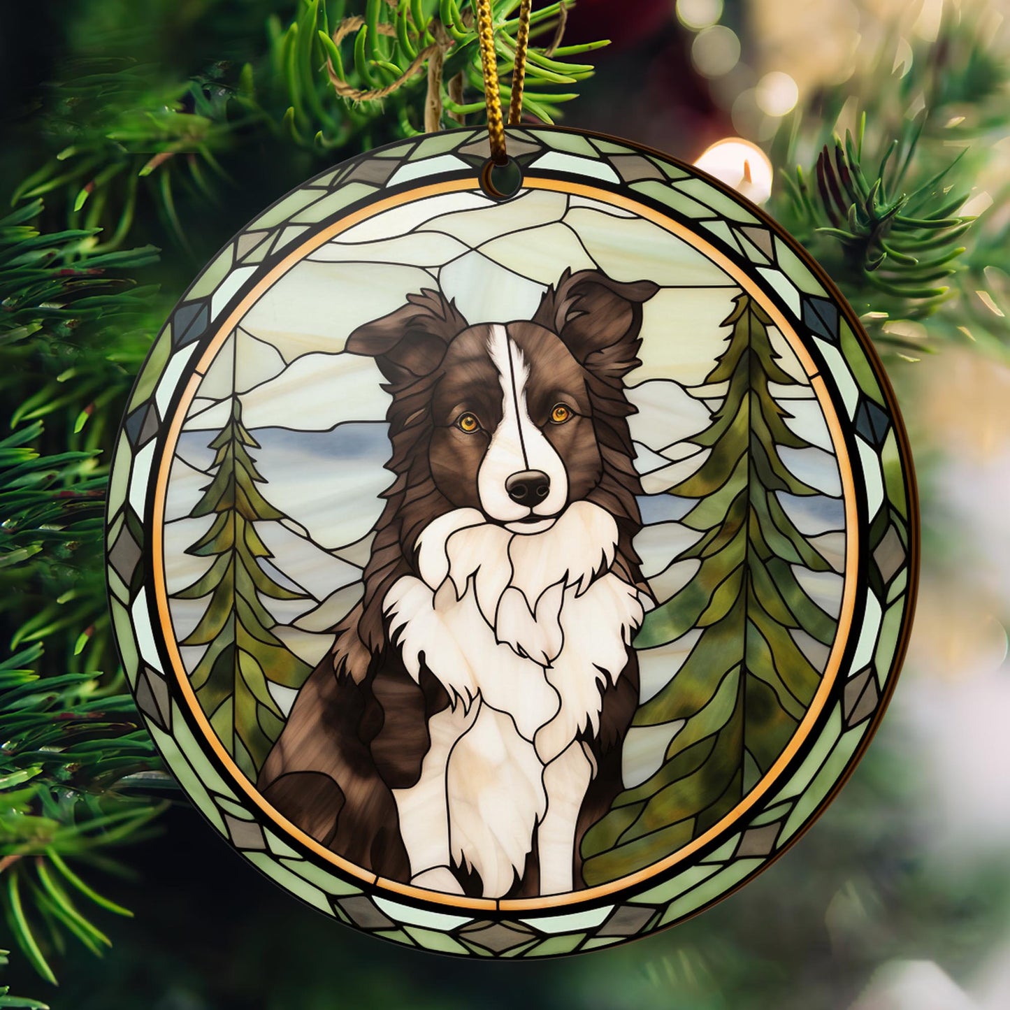 Border Collie Wooden Ornaments 2 Sides, Border Collie Ornaments For Christmas Tree, Christmas Tree Hanging, Christmas Decorations EPHG-52401