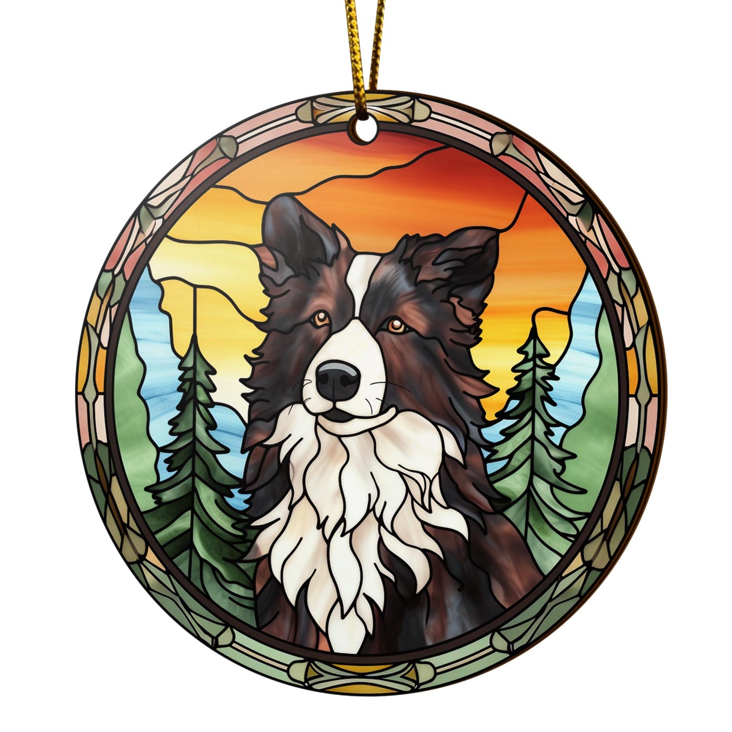 Border Collie Wooden Ornaments 2 Sides, Border Collie Ornaments For Christmas Tree, Christmas Tree Hanging, Christmas Decorations EPHG-52401