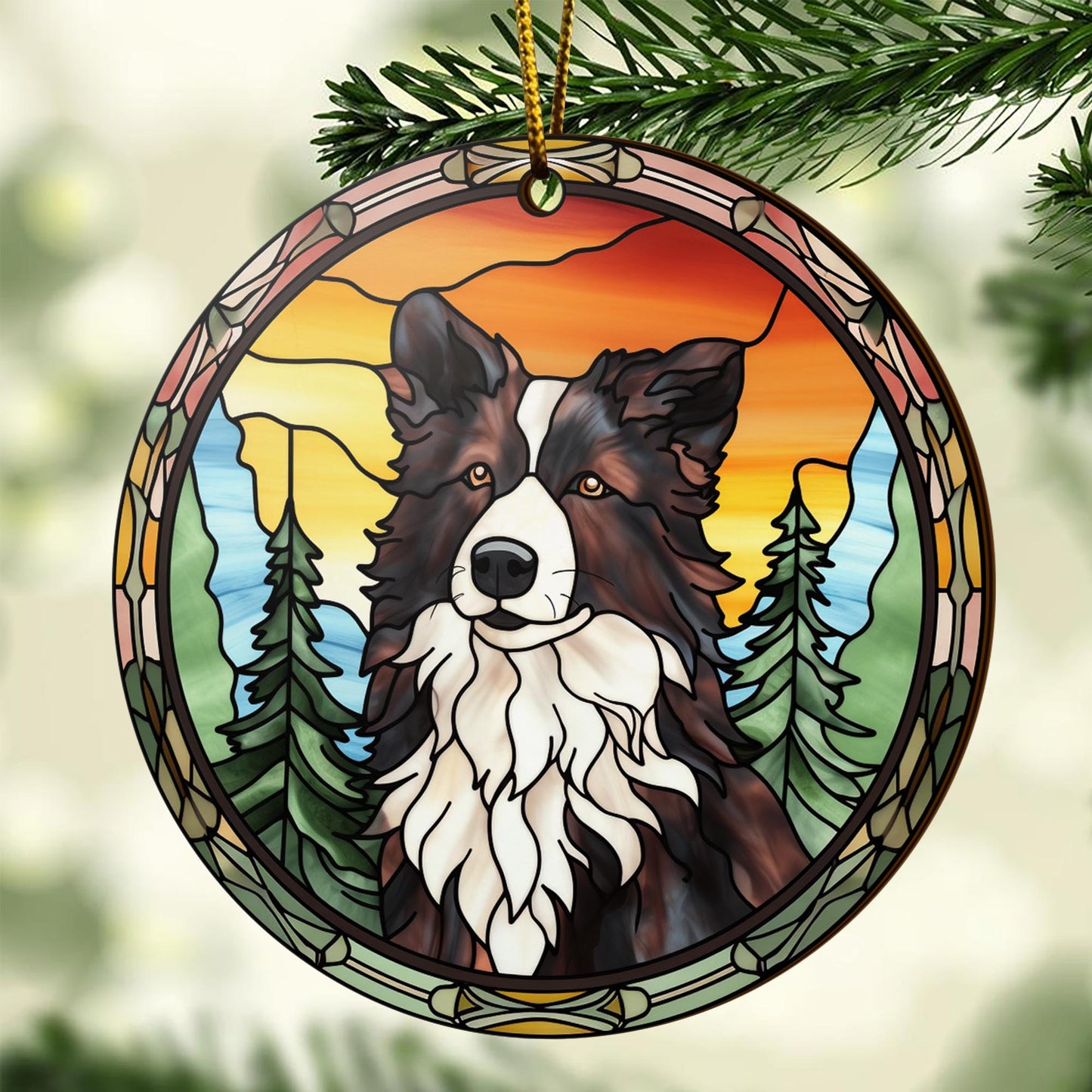 Border Collie Wooden Ornaments 2 Sides, Border Collie Ornaments For Christmas Tree, Christmas Tree Hanging, Christmas Decorations EPHG-52401