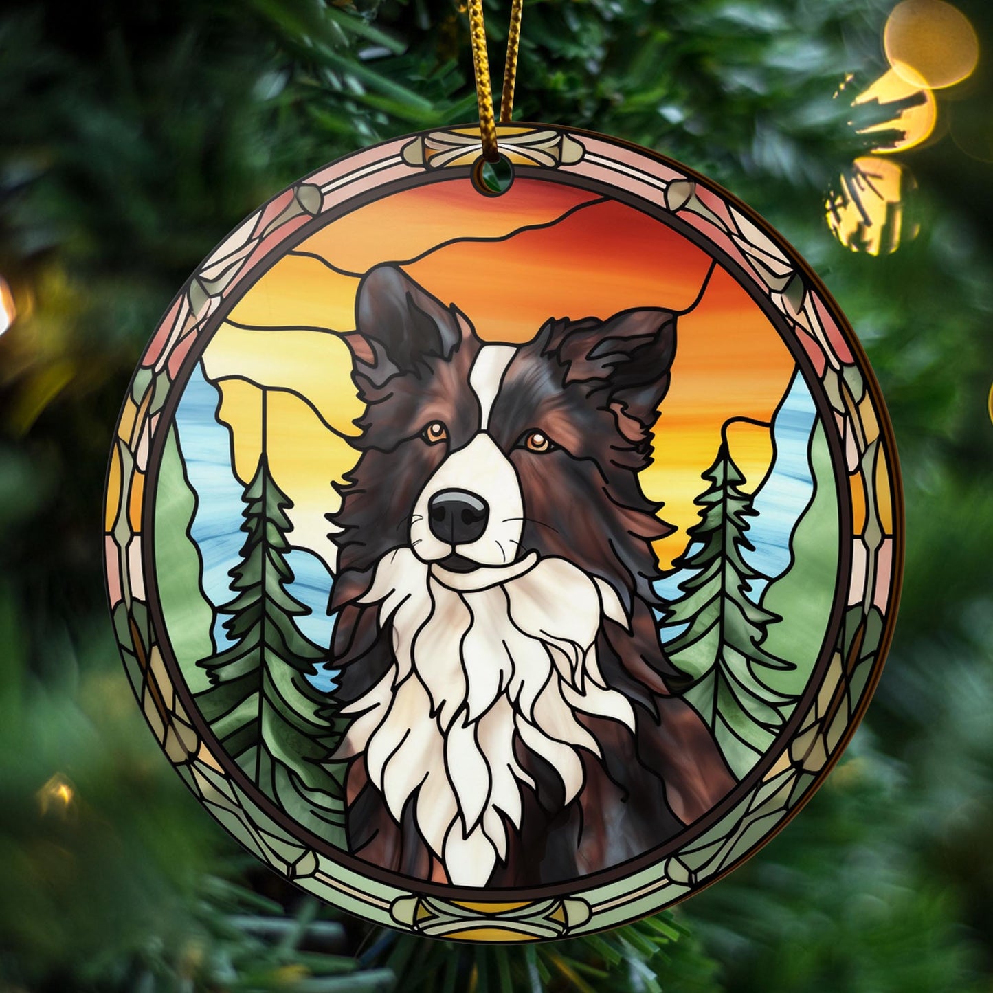 Border Collie Wooden Ornaments 2 Sides, Border Collie Ornaments For Christmas Tree, Christmas Tree Hanging, Christmas Decorations EPHG-52401