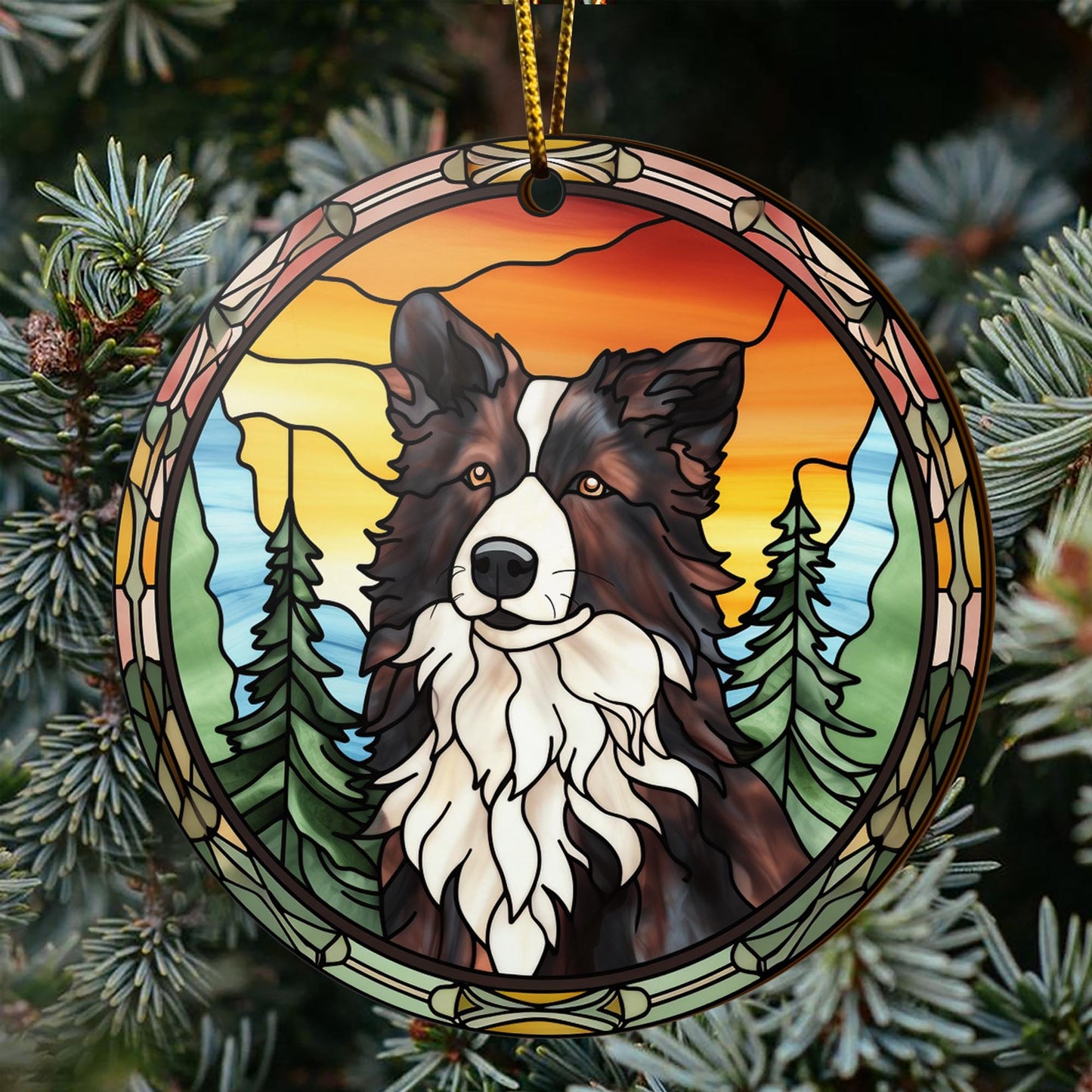 Border Collie Wooden Ornaments 2 Sides, Border Collie Ornaments For Christmas Tree, Christmas Tree Hanging, Christmas Decorations EPHG-52401