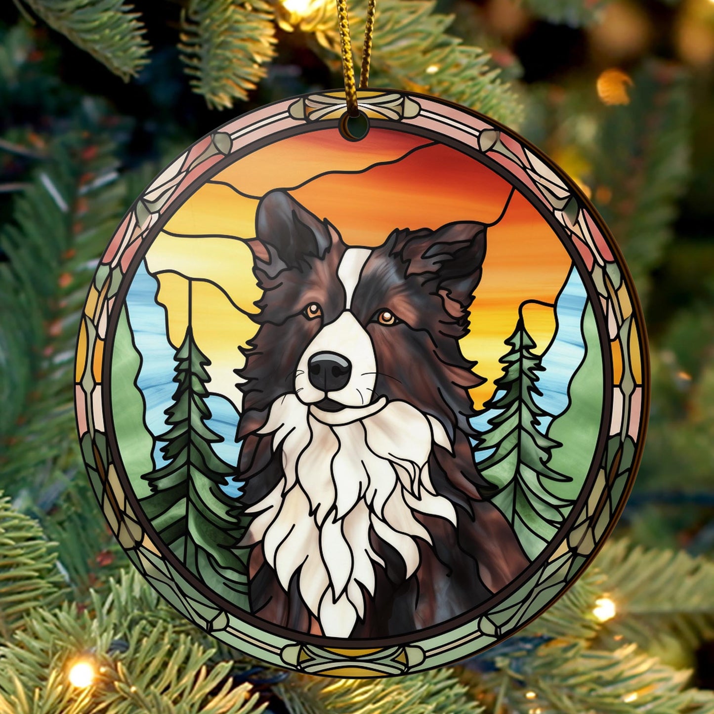 Border Collie Wooden Ornaments 2 Sides, Border Collie Ornaments For Christmas Tree, Christmas Tree Hanging, Christmas Decorations EPHG-52401