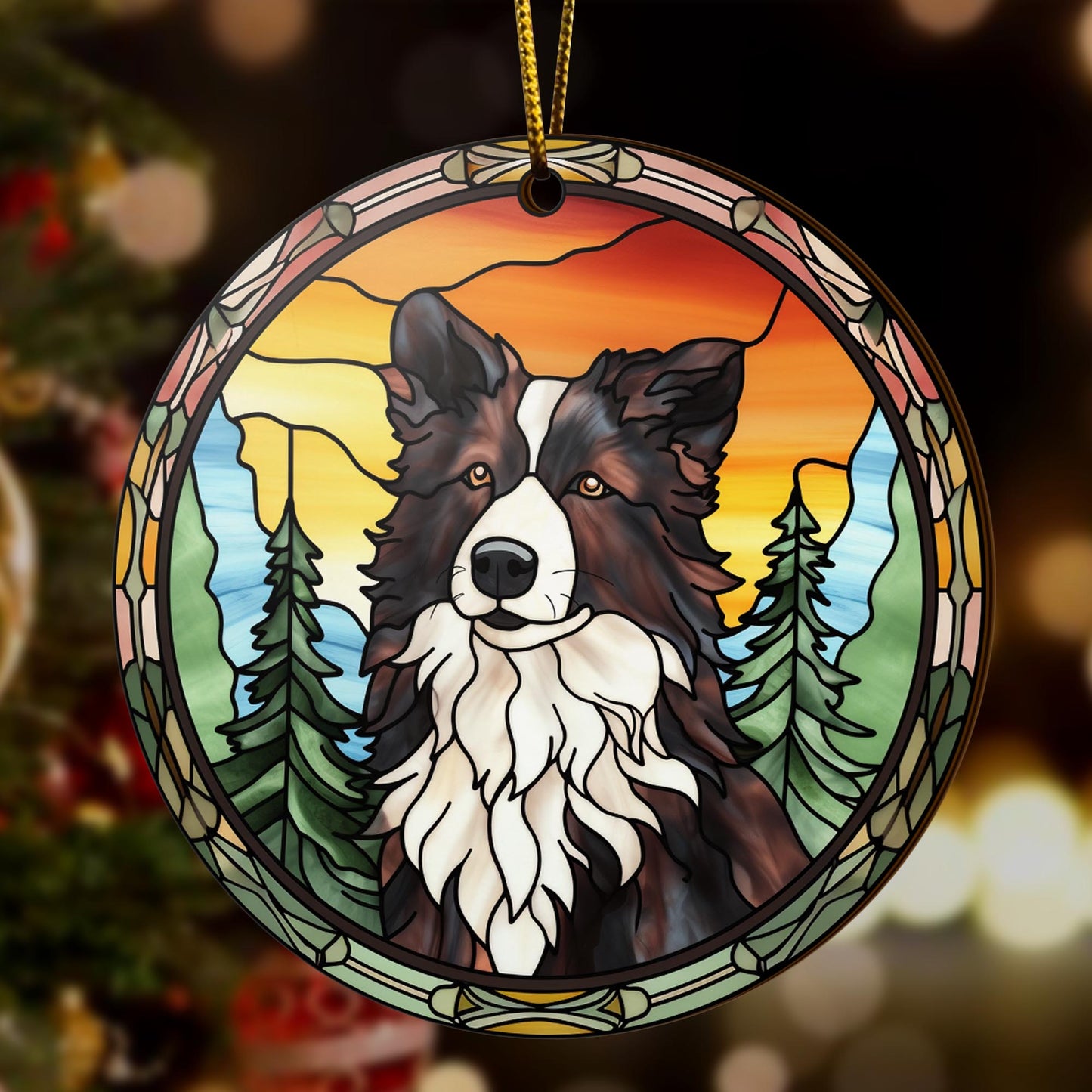 Border Collie Wooden Ornaments 2 Sides, Border Collie Ornaments For Christmas Tree, Christmas Tree Hanging, Christmas Decorations EPHG-52401