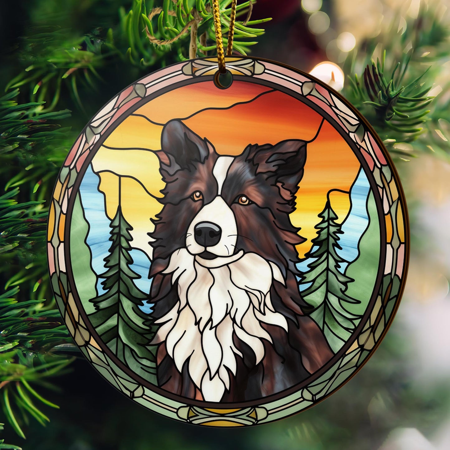 Border Collie Wooden Ornaments 2 Sides, Border Collie Ornaments For Christmas Tree, Christmas Tree Hanging, Christmas Decorations EPHG-52401