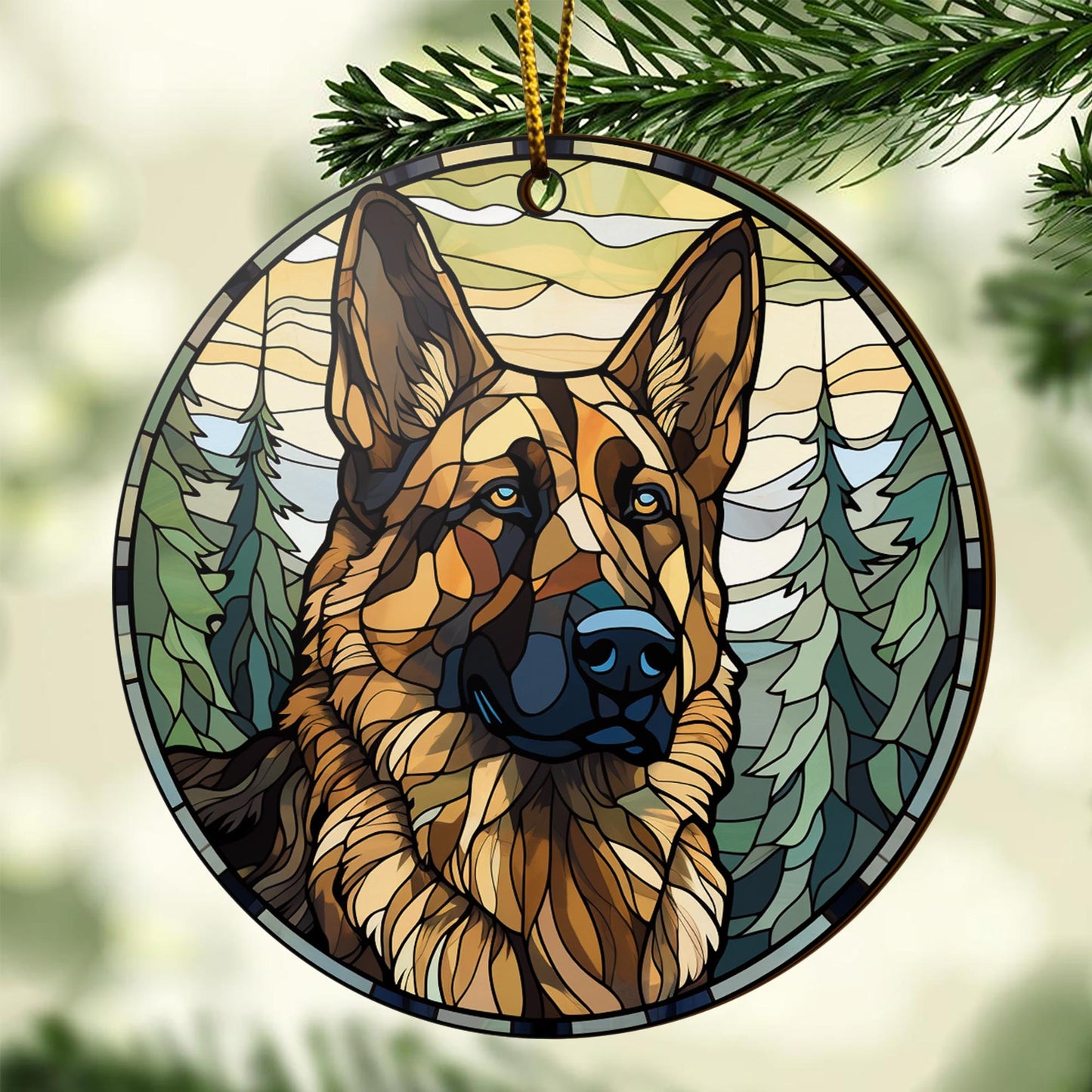 German Shepherd Wooden Ornaments 2 Sides, German Shepherd Ornaments For Christmas Tree, Christmas Tree Hanging, Christmas Decorations EPHG-52480