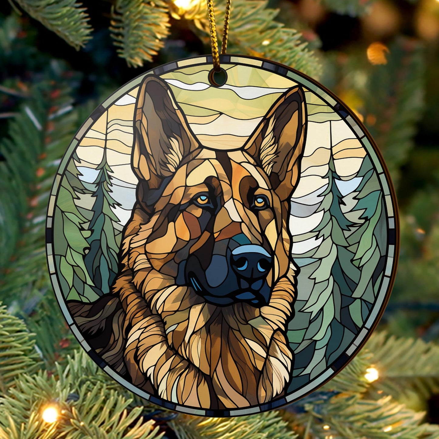 German Shepherd Wooden Ornaments 2 Sides, German Shepherd Ornaments For Christmas Tree, Christmas Tree Hanging, Christmas Decorations EPHG-52480