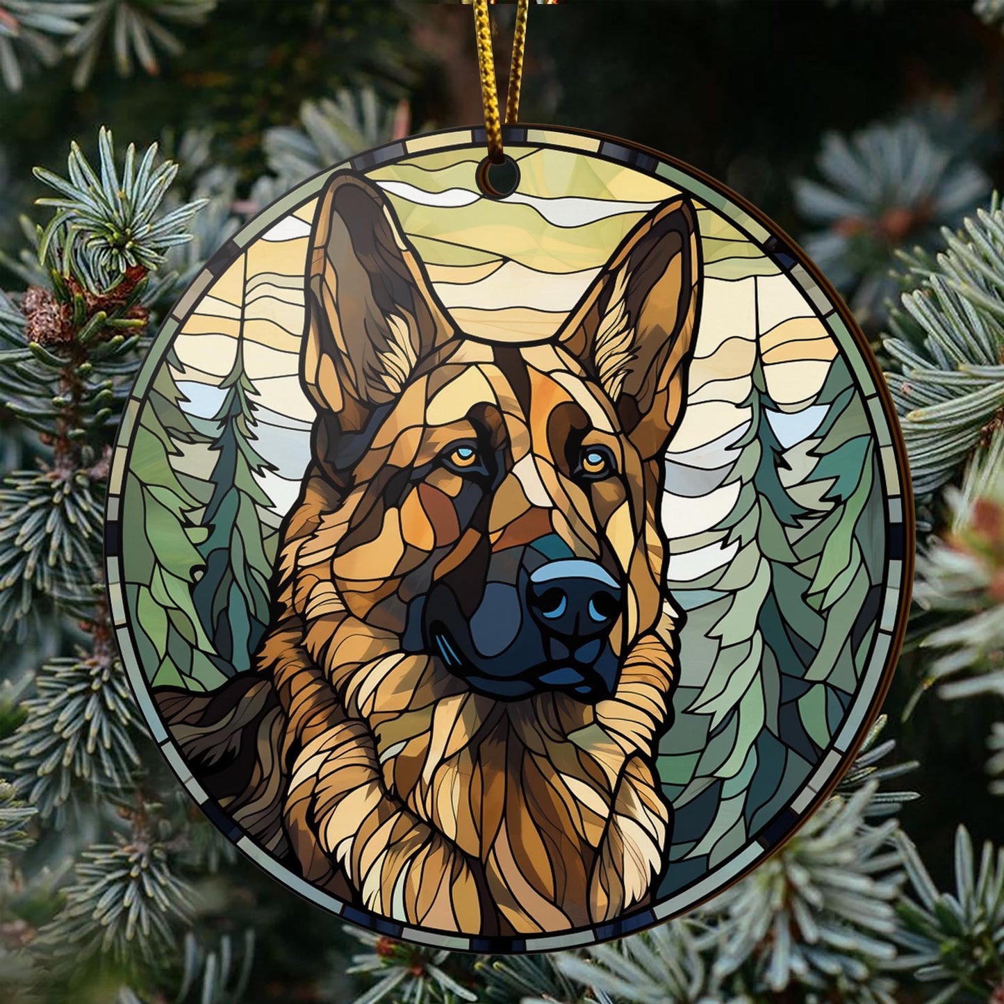 German Shepherd Wooden Ornaments 2 Sides, German Shepherd Ornaments For Christmas Tree, Christmas Tree Hanging, Christmas Decorations EPHG-52480