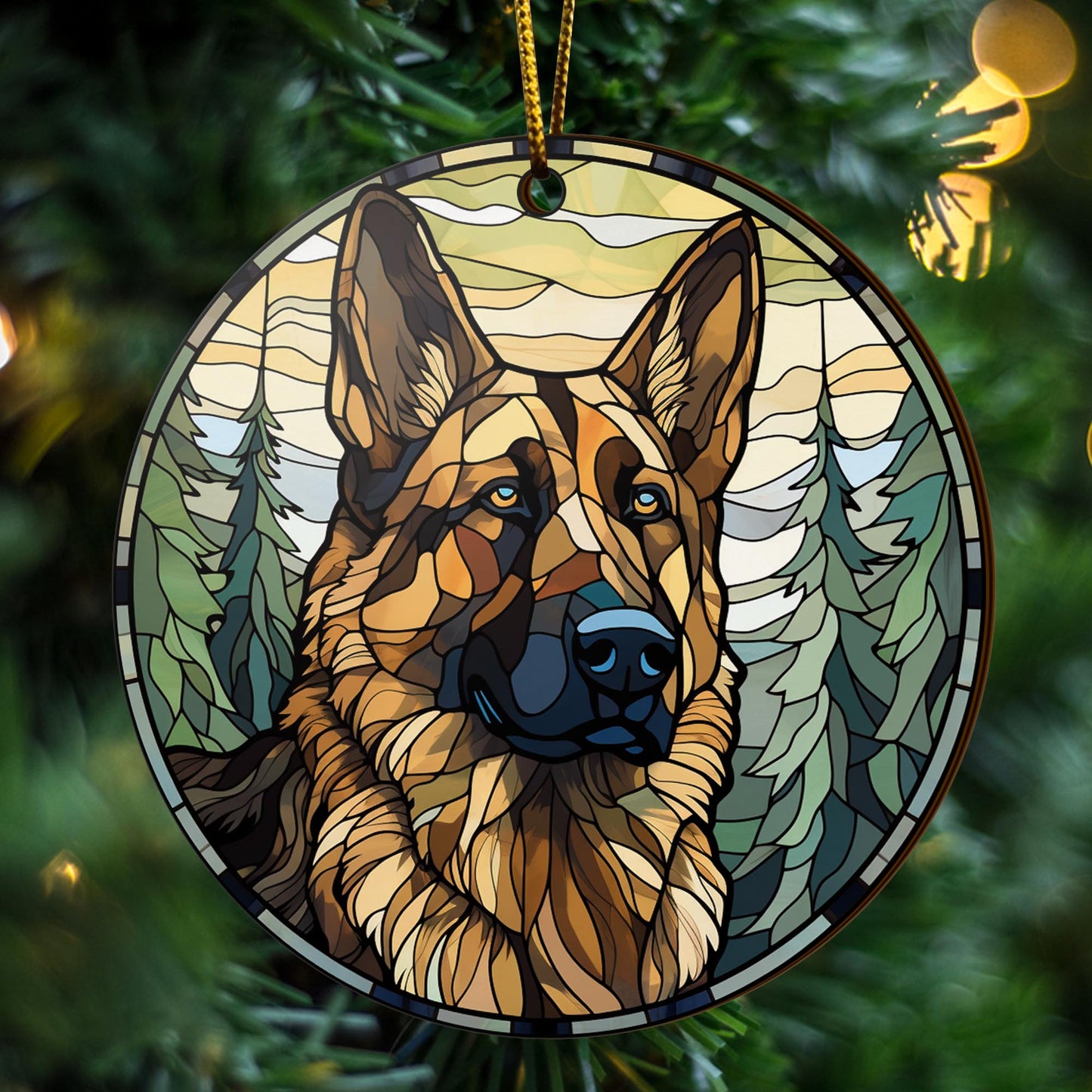 German Shepherd Wooden Ornaments 2 Sides, German Shepherd Ornaments For Christmas Tree, Christmas Tree Hanging, Christmas Decorations EPHG-52480