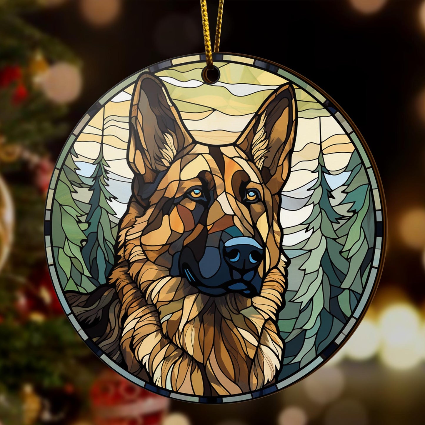 German Shepherd Wooden Ornaments 2 Sides, German Shepherd Ornaments For Christmas Tree, Christmas Tree Hanging, Christmas Decorations EPHG-52480