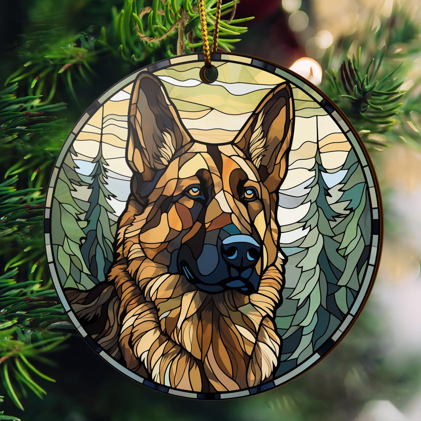 German Shepherd Wooden Ornaments 2 Sides, German Shepherd Ornaments For Christmas Tree, Christmas Tree Hanging, Christmas Decorations EPHG-52480