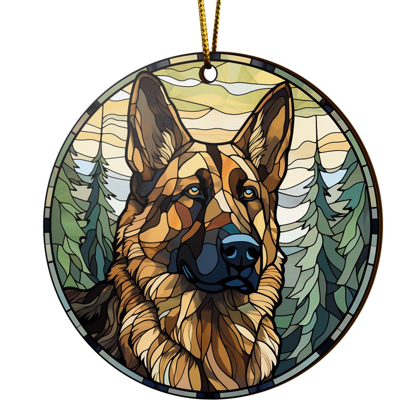 German Shepherd Wooden Ornaments 2 Sides, German Shepherd Ornaments For Christmas Tree, Christmas Tree Hanging, Christmas Decorations EPHG-52480