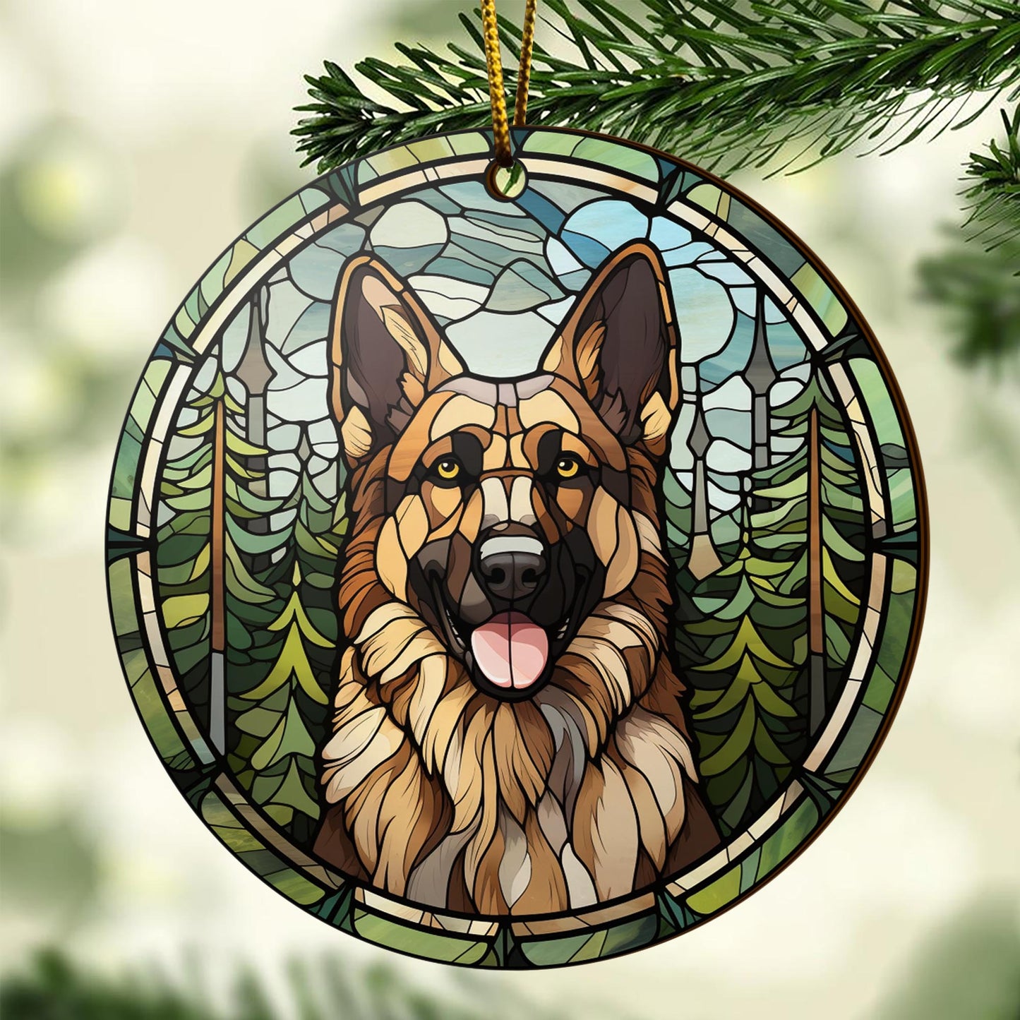 German Shepherd Wooden Ornaments 2 Sides, German Shepherd Ornaments For Christmas Tree, Christmas Tree Hanging, Christmas Decorations EPHG-52480