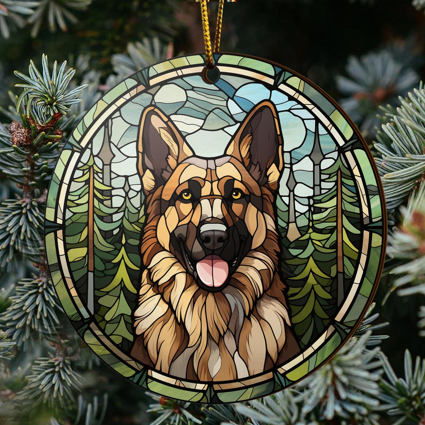 German Shepherd Wooden Ornaments 2 Sides, German Shepherd Ornaments For Christmas Tree, Christmas Tree Hanging, Christmas Decorations EPHG-52480