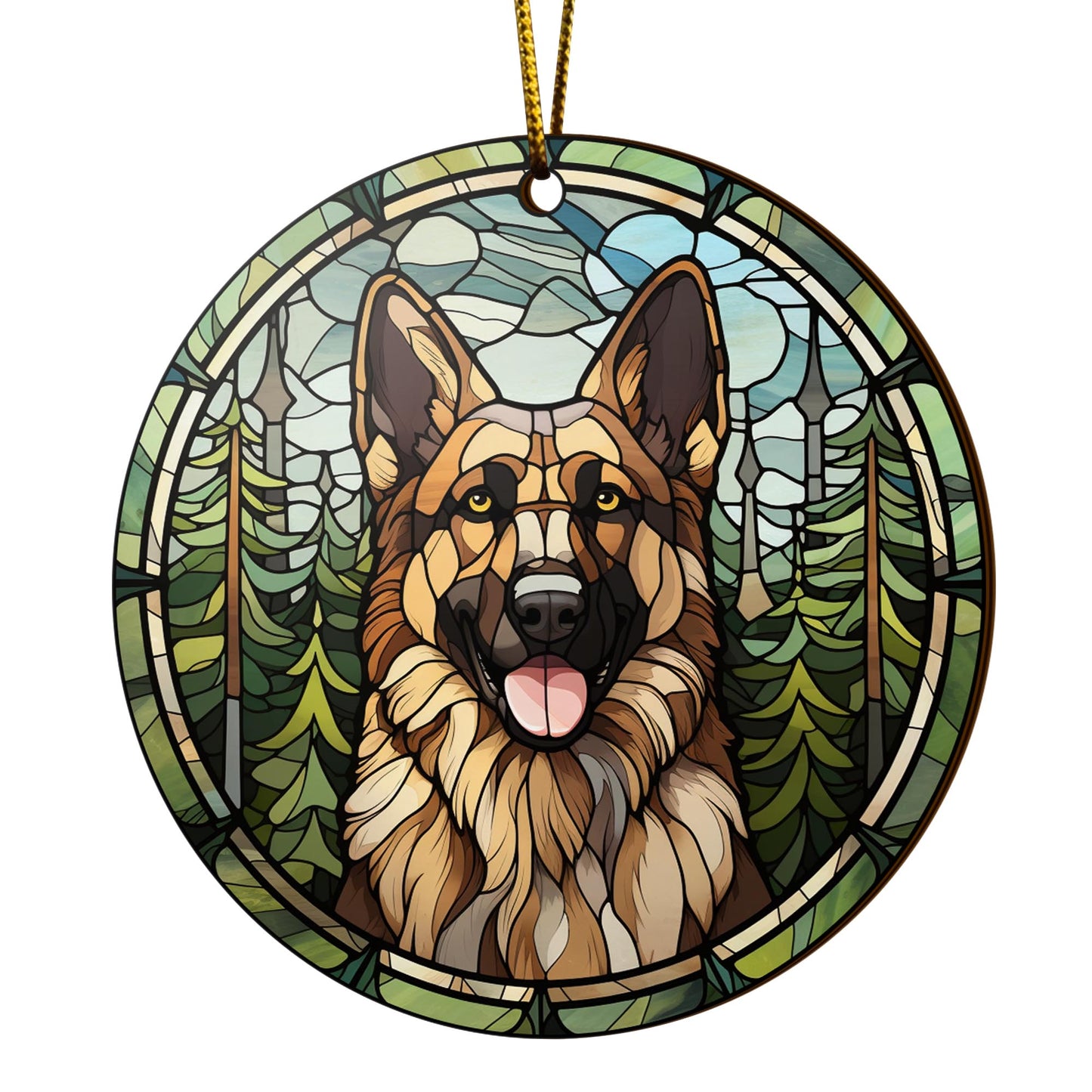 German Shepherd Wooden Ornaments 2 Sides, German Shepherd Ornaments For Christmas Tree, Christmas Tree Hanging, Christmas Decorations EPHG-52480