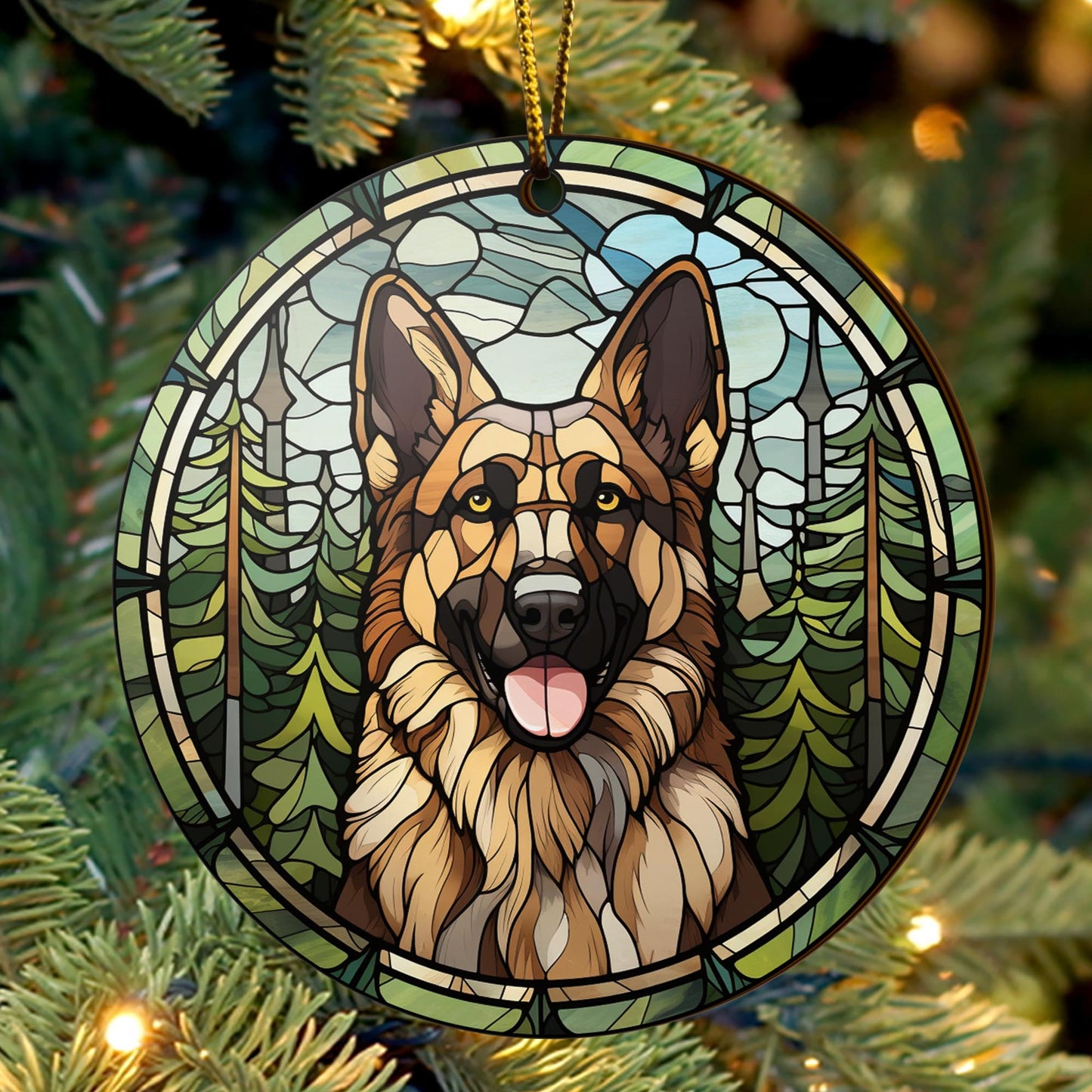 German Shepherd Wooden Ornaments 2 Sides, German Shepherd Ornaments For Christmas Tree, Christmas Tree Hanging, Christmas Decorations EPHG-52480