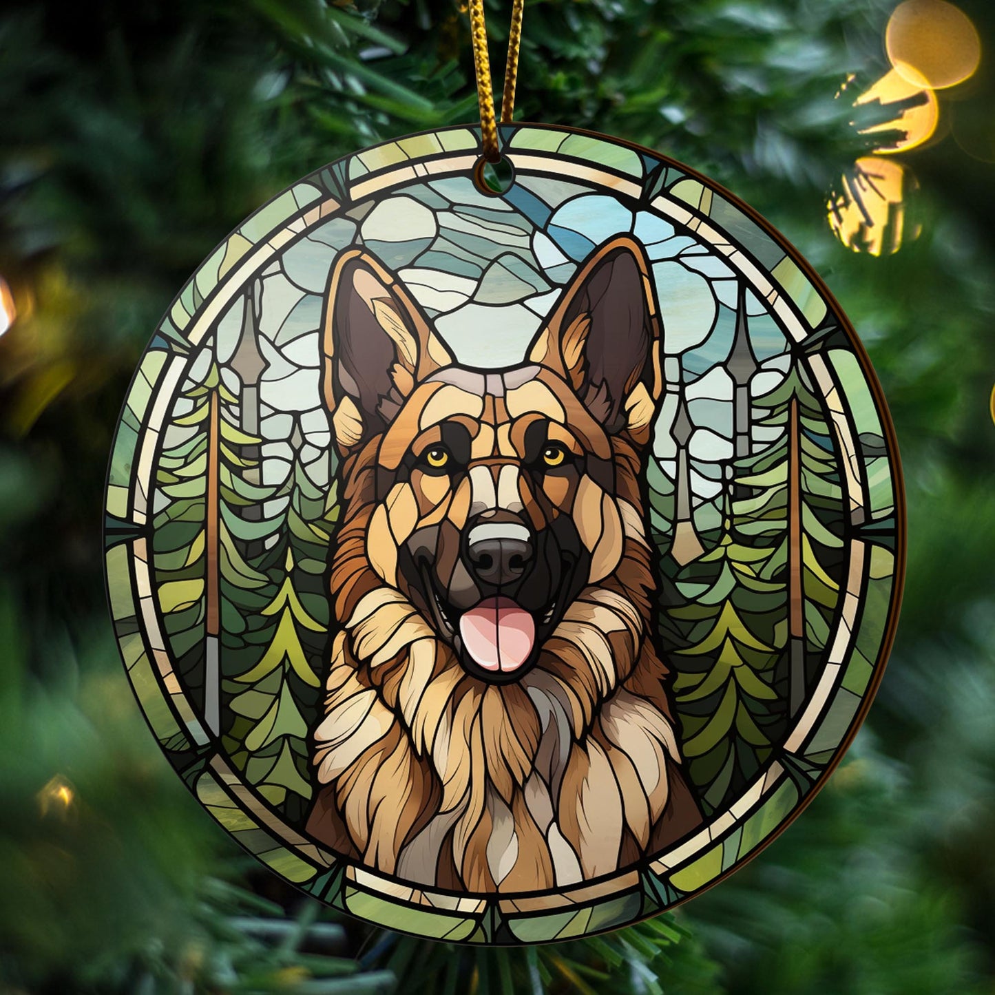 German Shepherd Wooden Ornaments 2 Sides, German Shepherd Ornaments For Christmas Tree, Christmas Tree Hanging, Christmas Decorations EPHG-52480