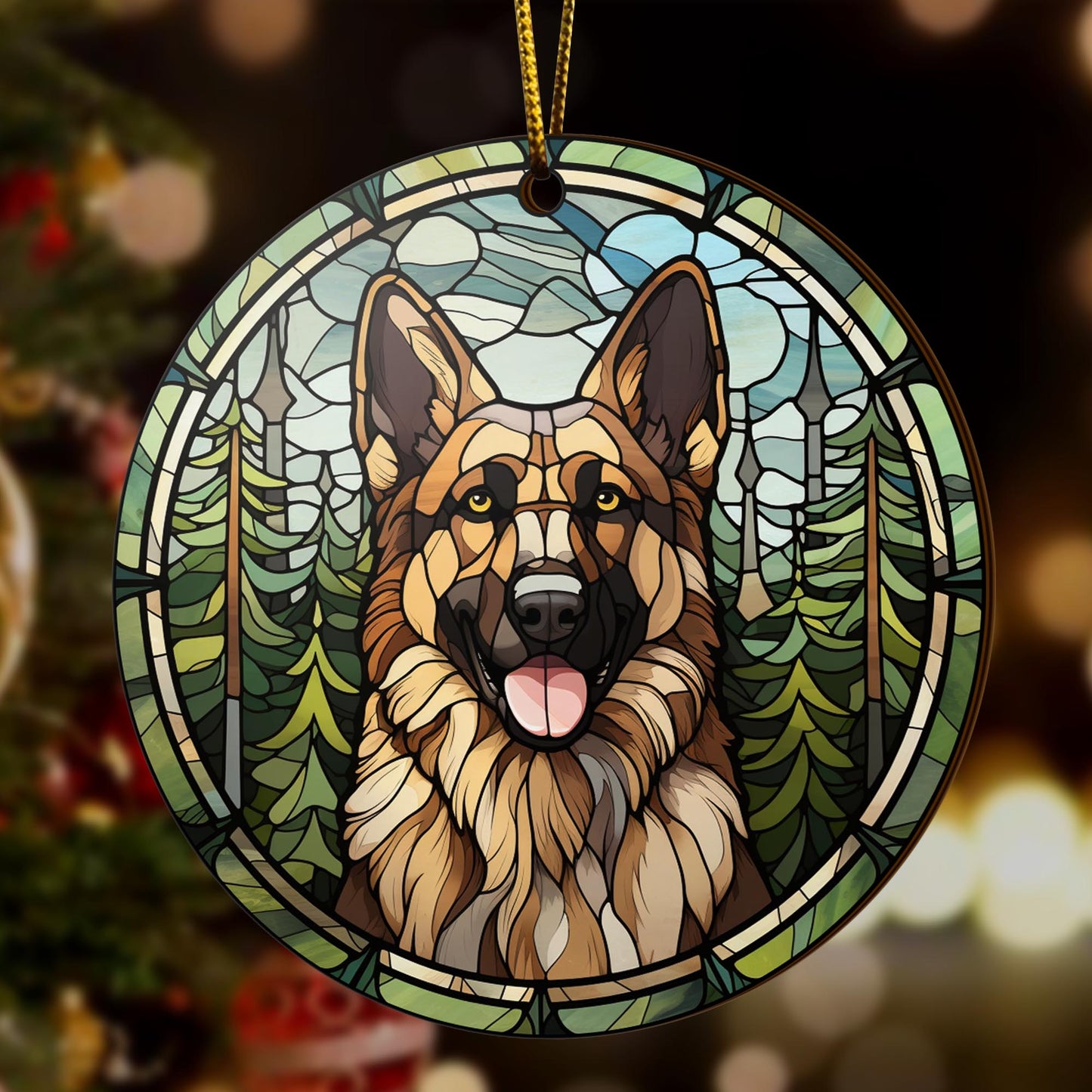 German Shepherd Wooden Ornaments 2 Sides, German Shepherd Ornaments For Christmas Tree, Christmas Tree Hanging, Christmas Decorations EPHG-52480