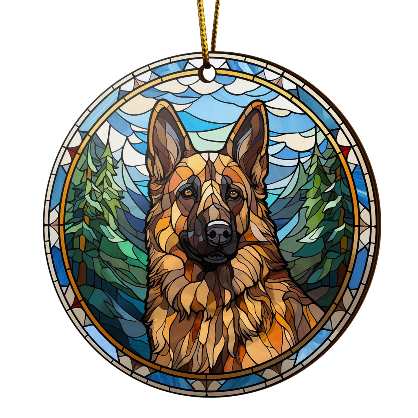 German Shepherd Wooden Ornaments 2 Sides, German Shepherd Ornaments For Christmas Tree, Christmas Tree Hanging, Christmas Decorations EPHG-52480