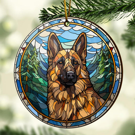 German Shepherd Wooden Ornaments 2 Sides, German Shepherd Ornaments For Christmas Tree, Christmas Tree Hanging, Christmas Decorations EPHG-52480