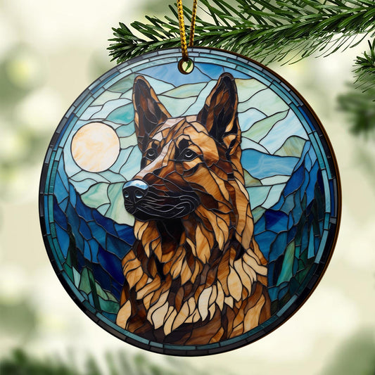 German Shepherd Wooden Ornaments 2 Sides, German Shepherd Ornaments For Christmas Tree, Christmas Tree Hanging, Christmas Decorations EPHG-52480