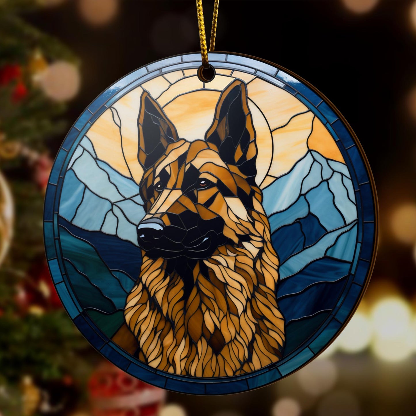 German Shepherd Wooden Ornaments 2 Sides, German Shepherd Ornaments For Christmas Tree, Christmas Tree Hanging, Christmas Decorations EPHG-52480