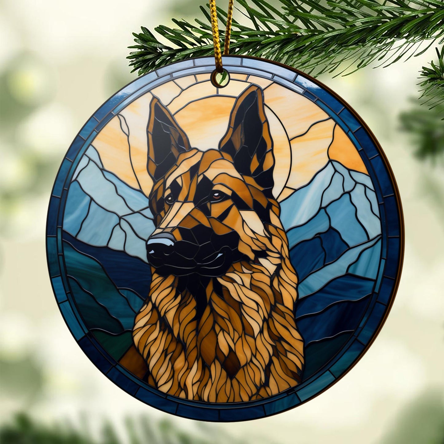 German Shepherd Wooden Ornaments 2 Sides, German Shepherd Ornaments For Christmas Tree, Christmas Tree Hanging, Christmas Decorations EPHG-52480