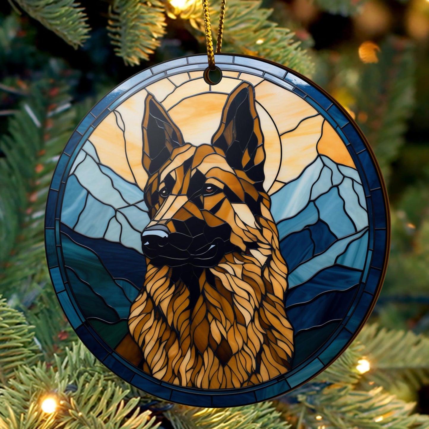 German Shepherd Wooden Ornaments 2 Sides, German Shepherd Ornaments For Christmas Tree, Christmas Tree Hanging, Christmas Decorations EPHG-52480