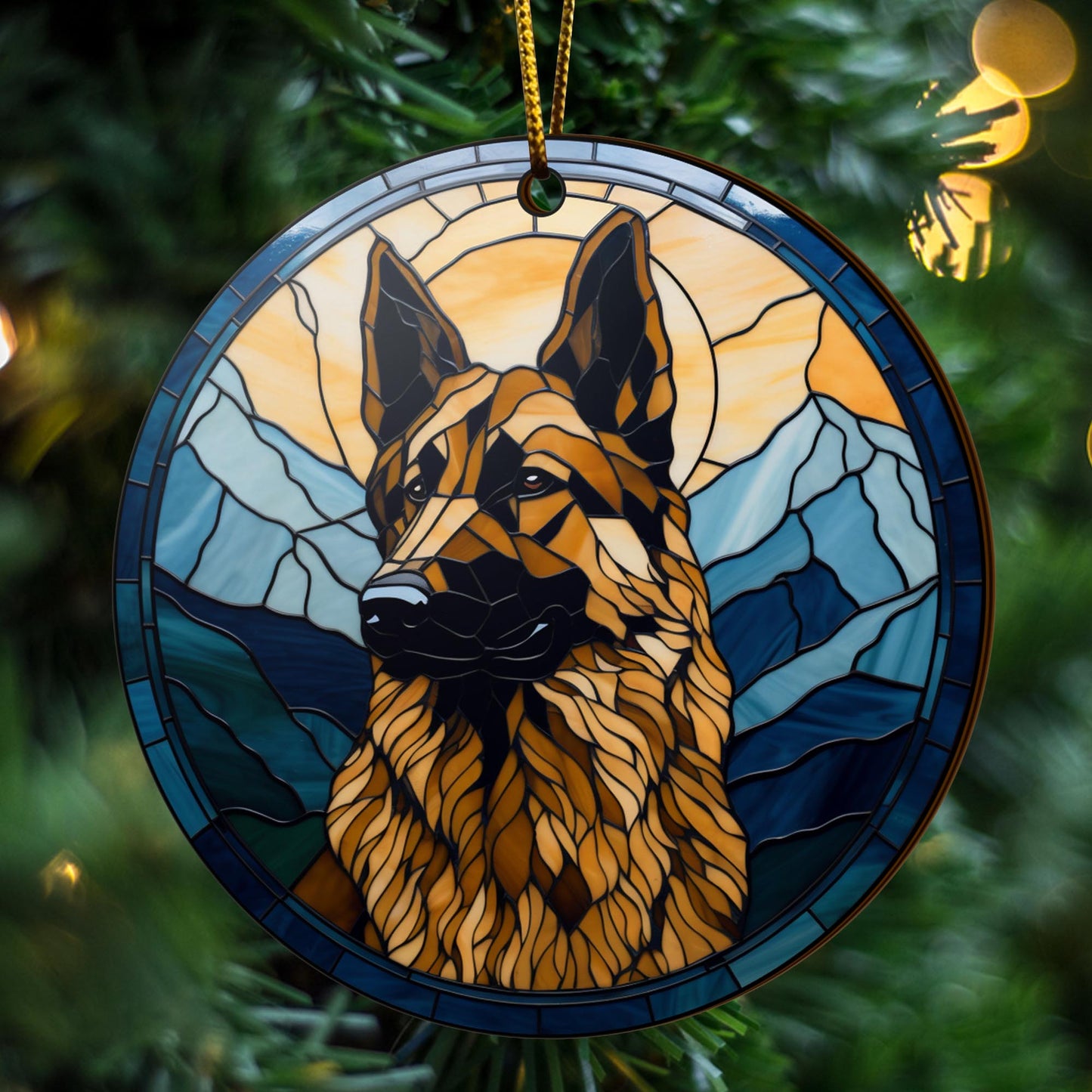 German Shepherd Wooden Ornaments 2 Sides, German Shepherd Ornaments For Christmas Tree, Christmas Tree Hanging, Christmas Decorations EPHG-52480