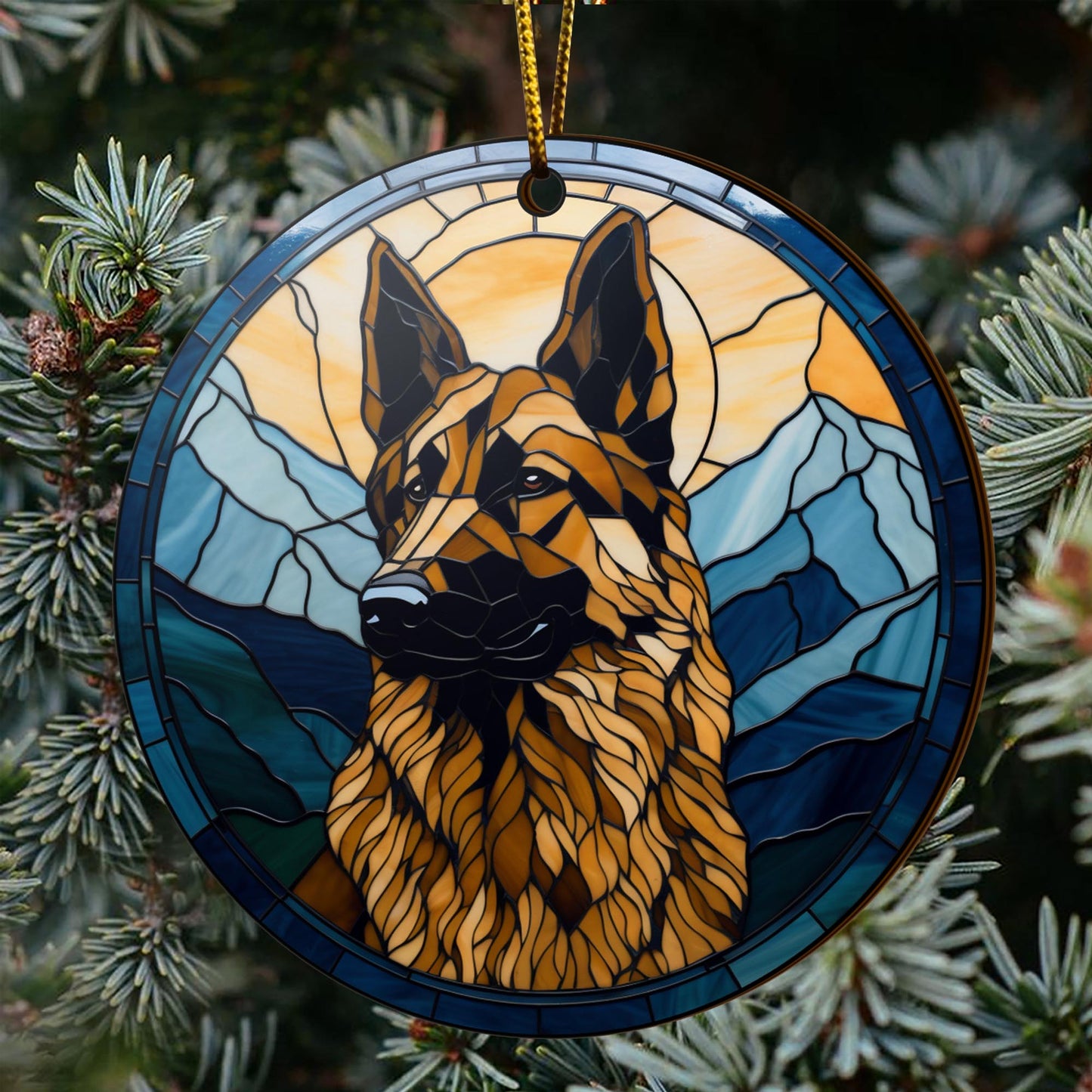 German Shepherd Wooden Ornaments 2 Sides, German Shepherd Ornaments For Christmas Tree, Christmas Tree Hanging, Christmas Decorations EPHG-52480